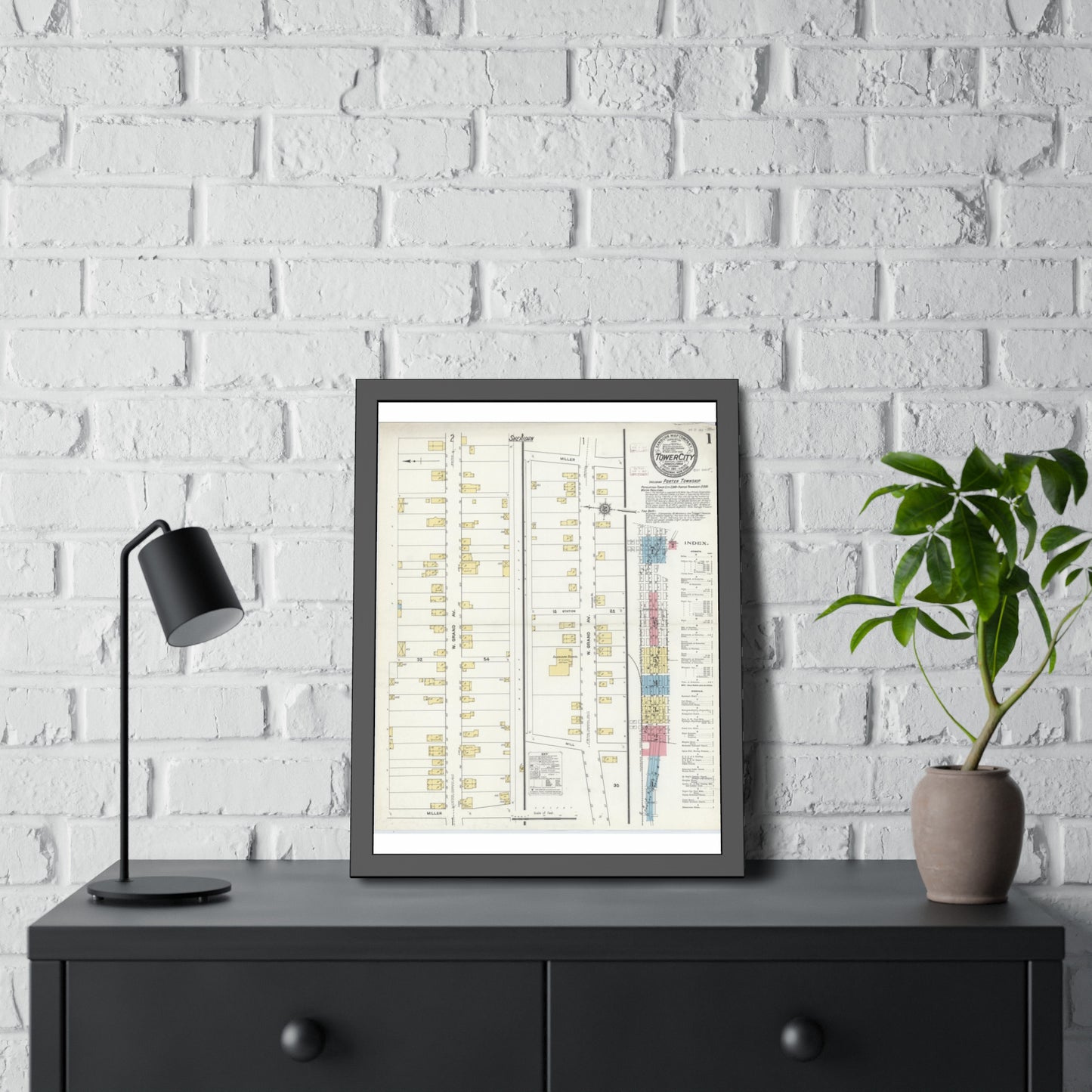 Sanborn Fire Insurance Maps — Tower City — Framed