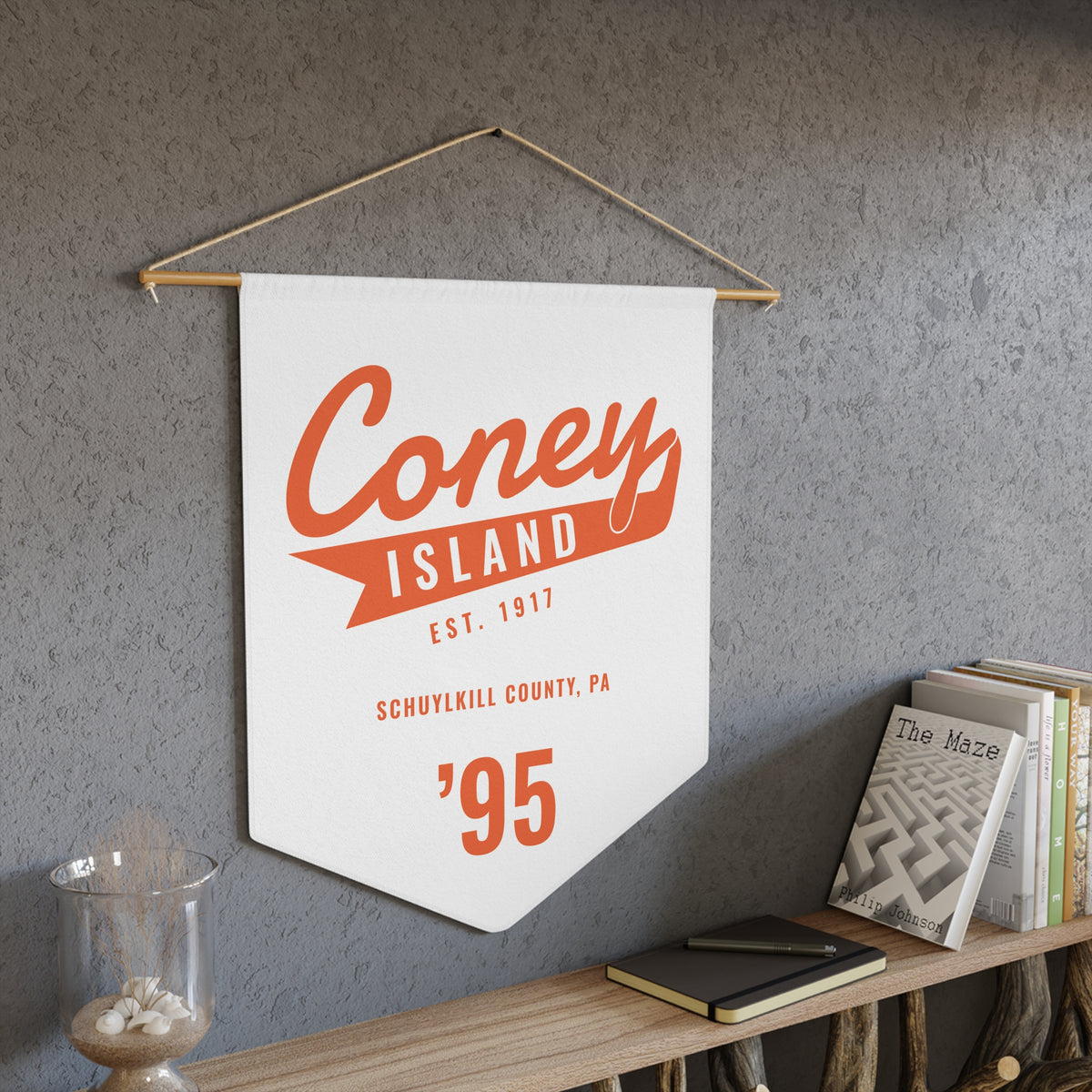 The Coney Island 90's Retro Pennant — White
