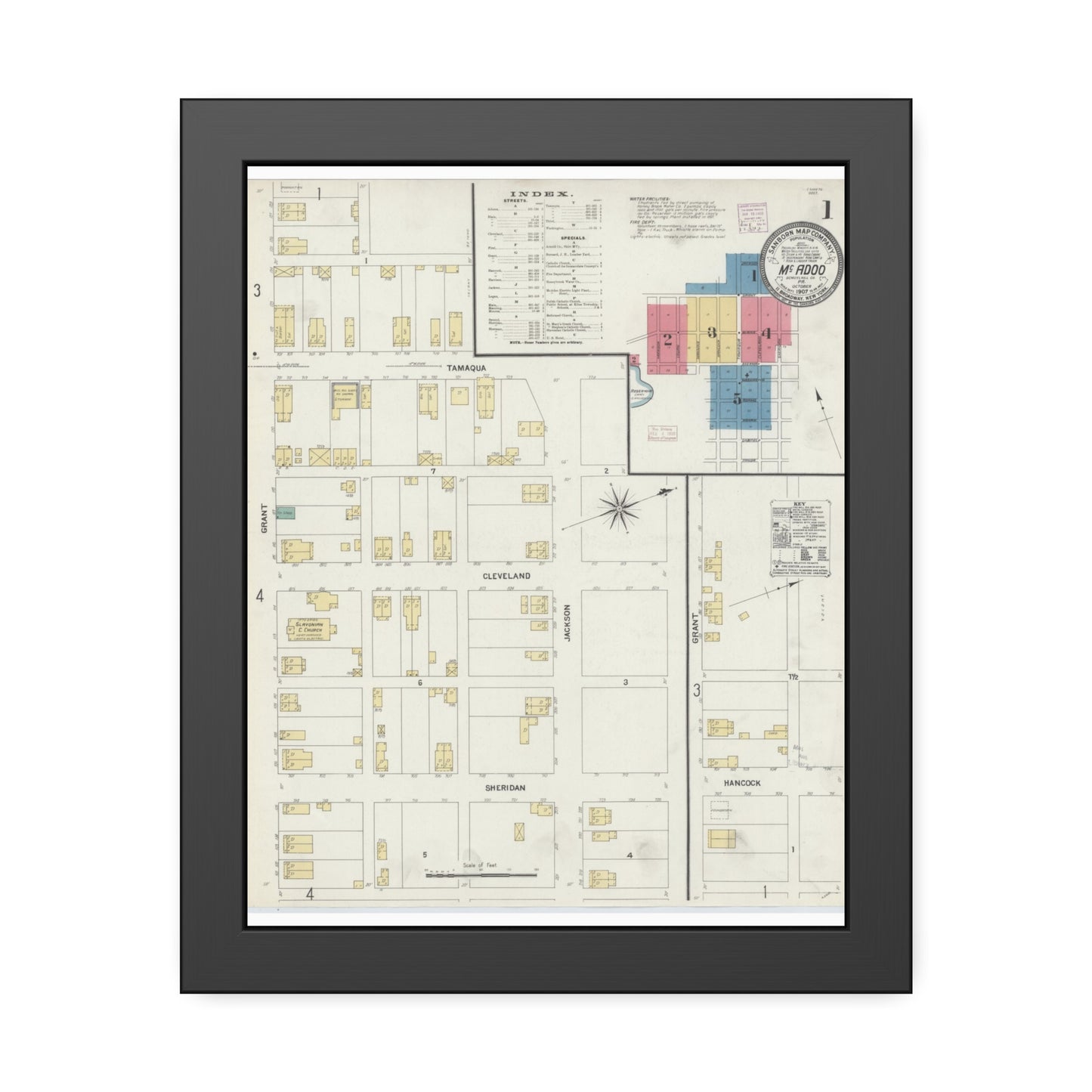 Sanborn Fire Insurance Maps — McAdoo — Framed