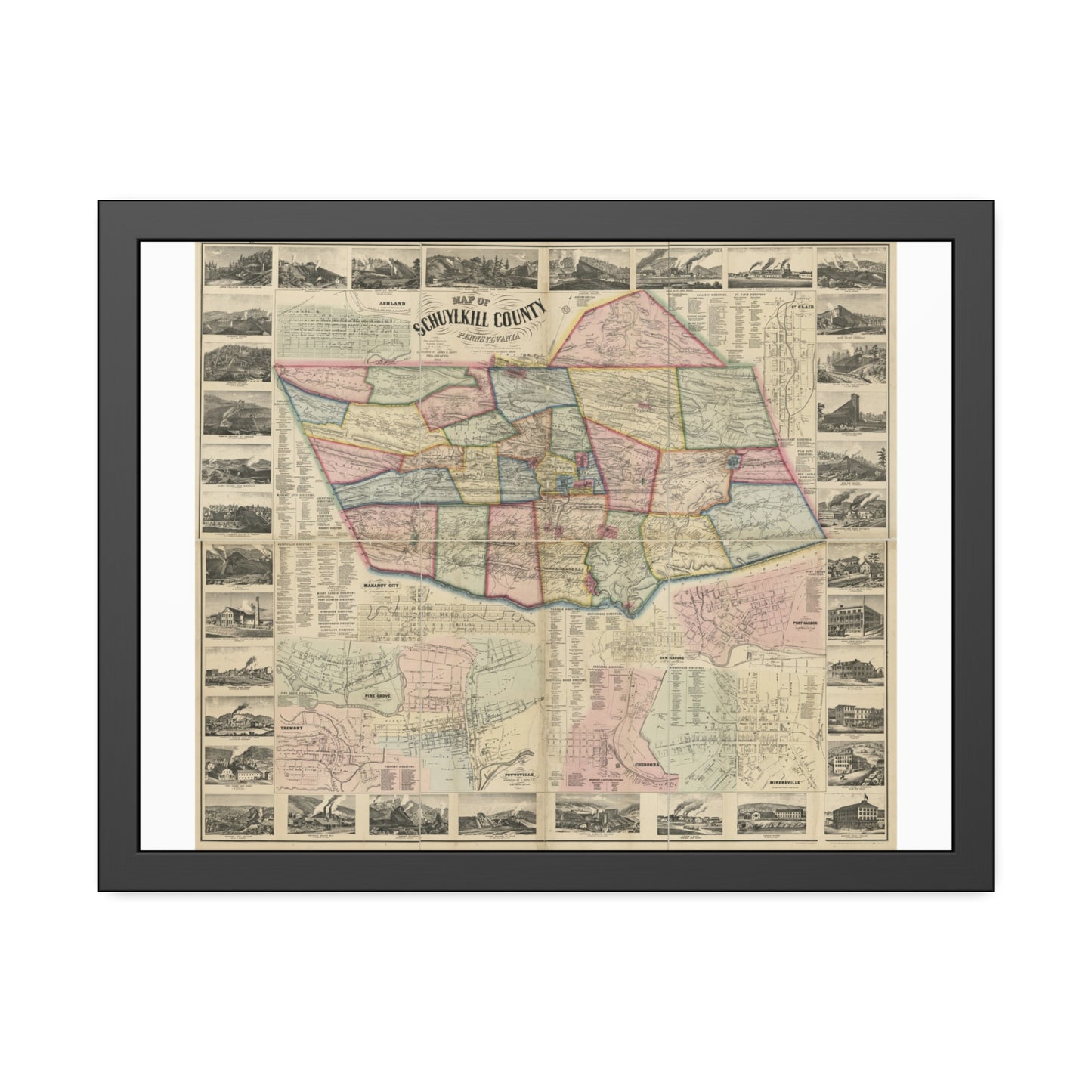 Map of Schuylkill County, Pennsylvania: From Actual Surveys (Scott) — Framed
