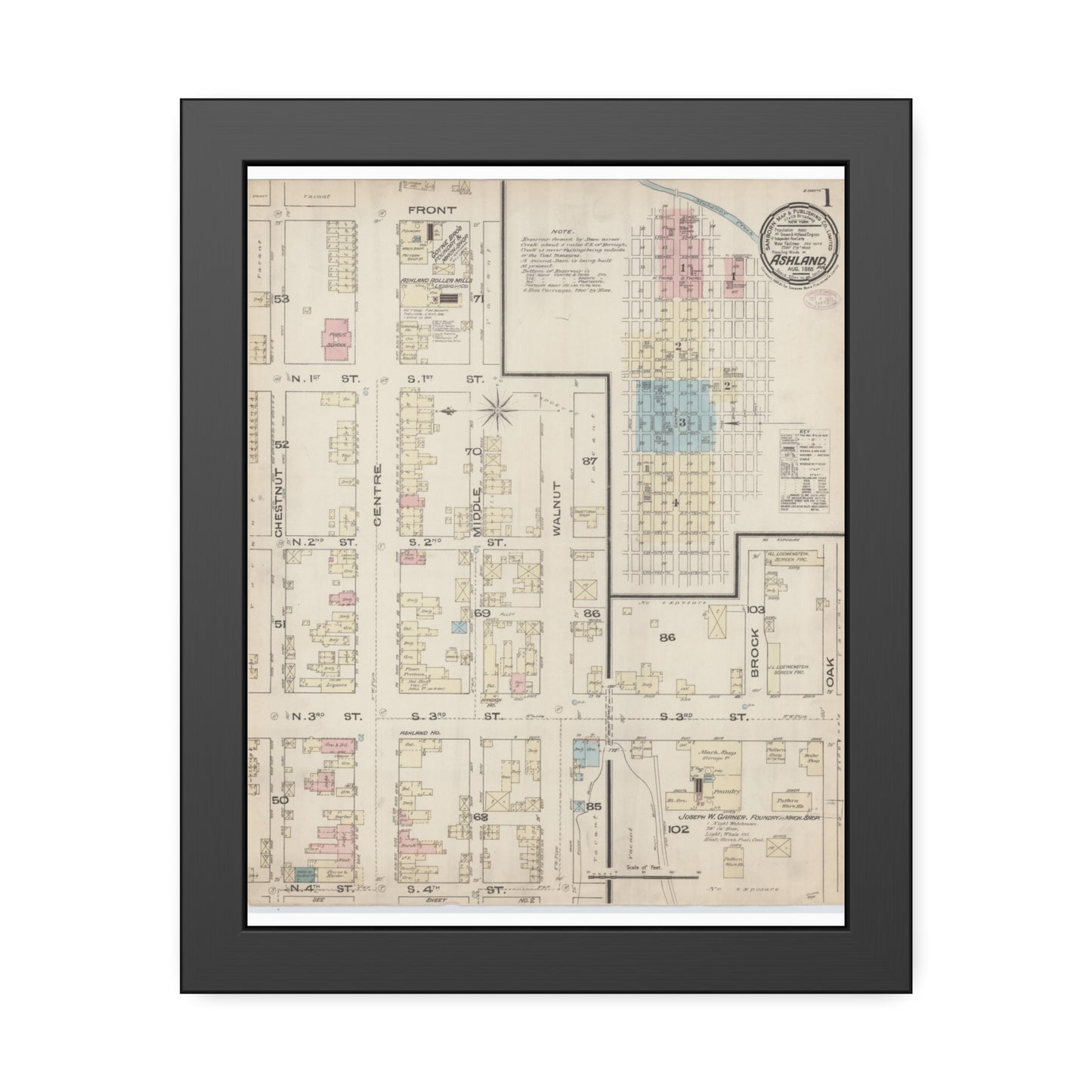 Sanborn Fire Insurance Maps — Ashland — Framed