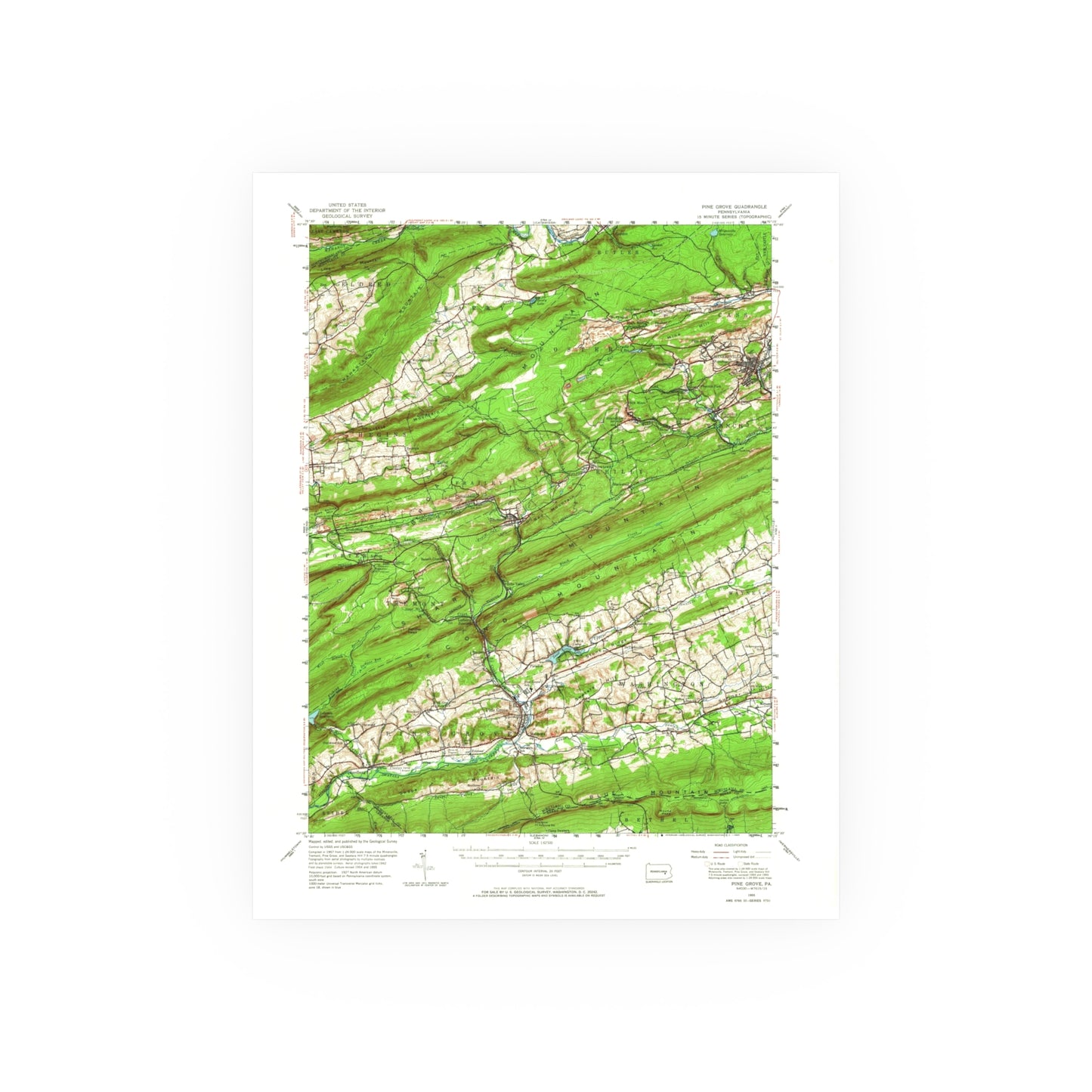 USGS Topographic Map — Pine Grove Quadrangle, 1955