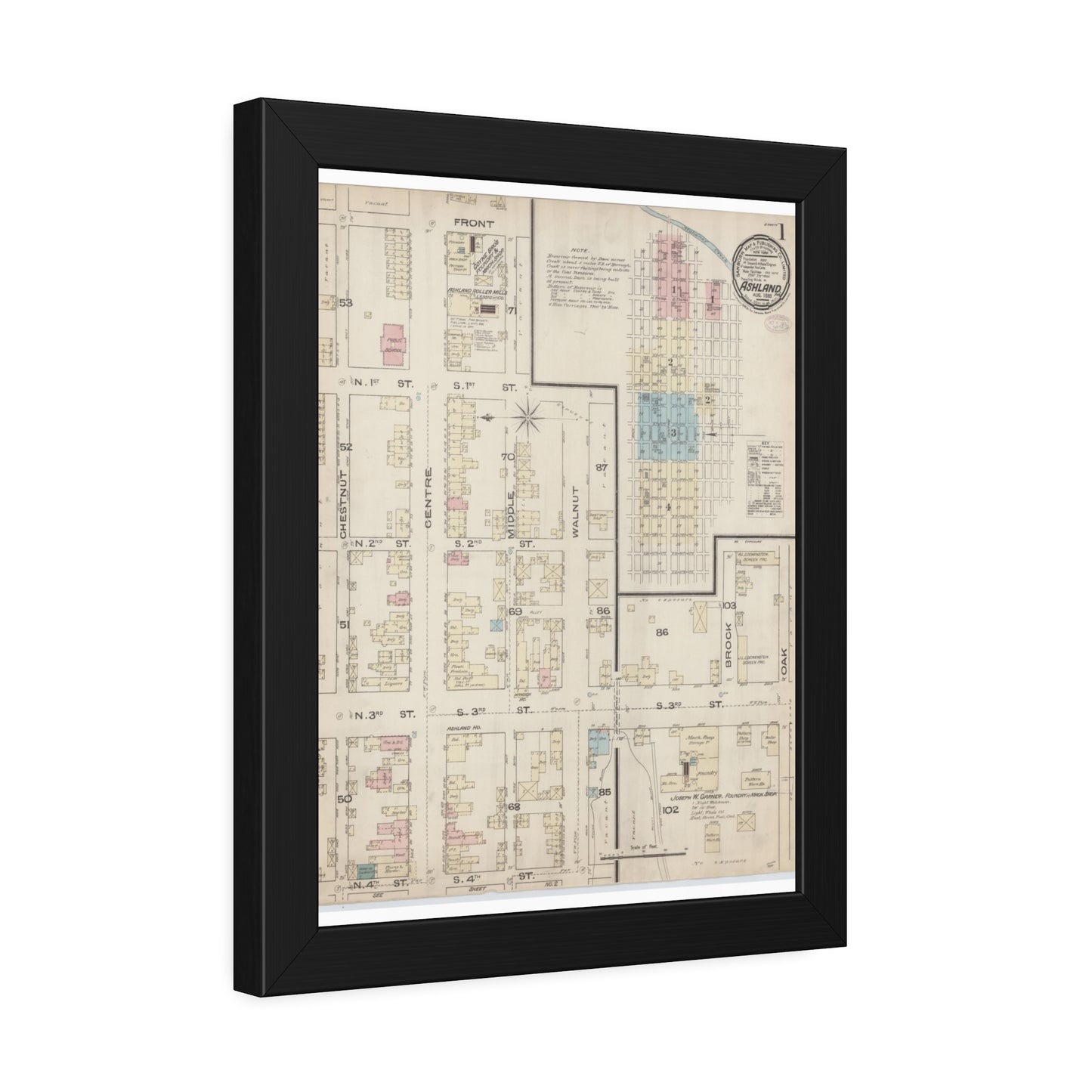 Sanborn Fire Insurance Maps — Ashland — Framed
