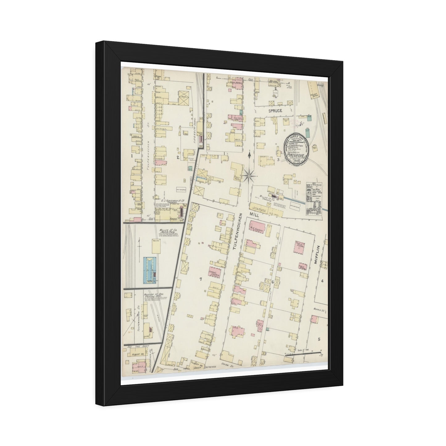 Sanborn Fire Insurance Maps — Pine Grove — Framed