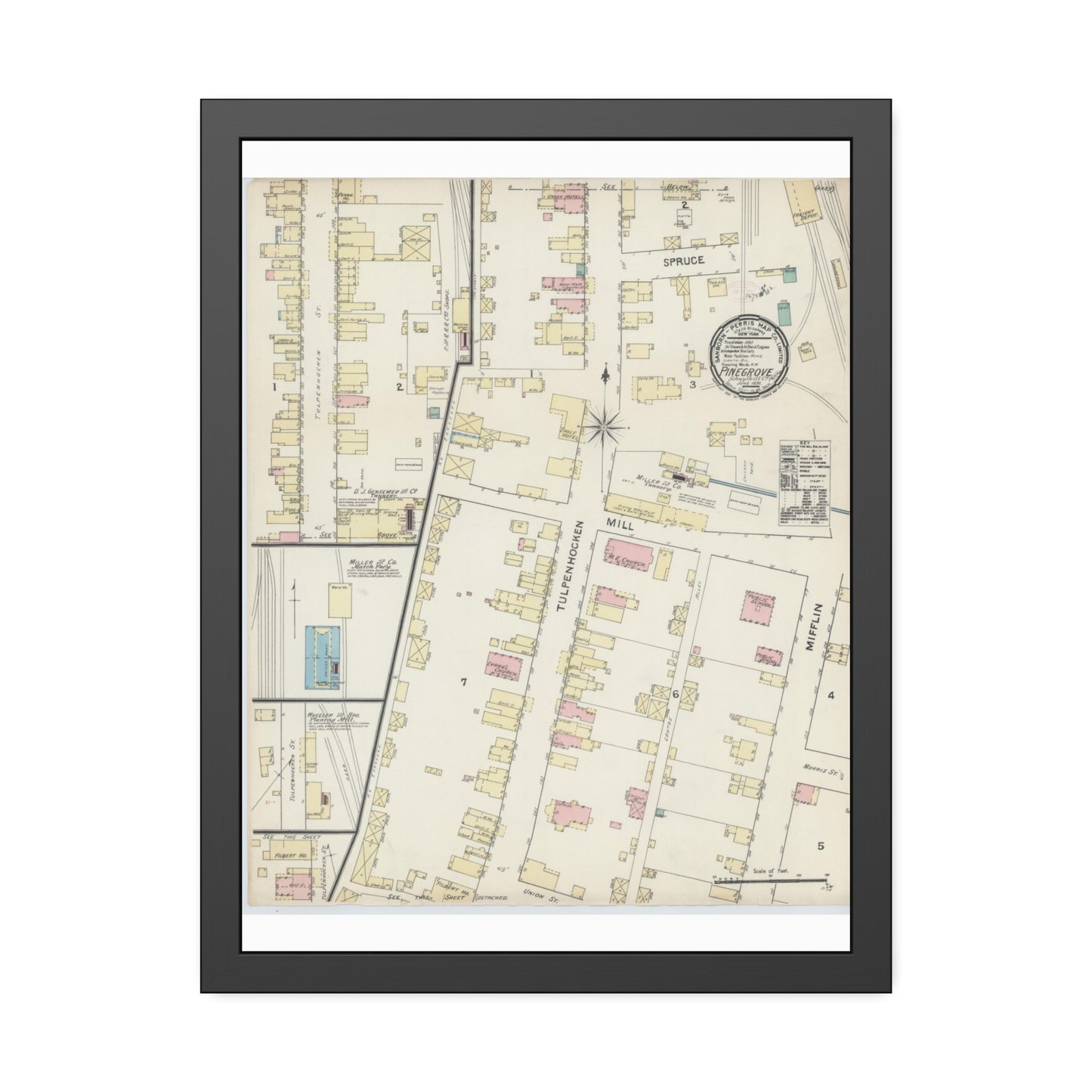 Sanborn Fire Insurance Maps — Pine Grove — Framed