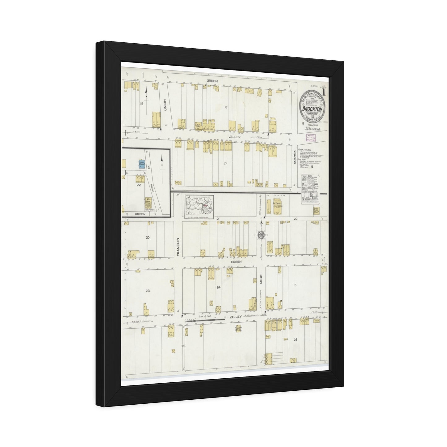 Sanborn Fire Insurance Maps — Brockton — Framed