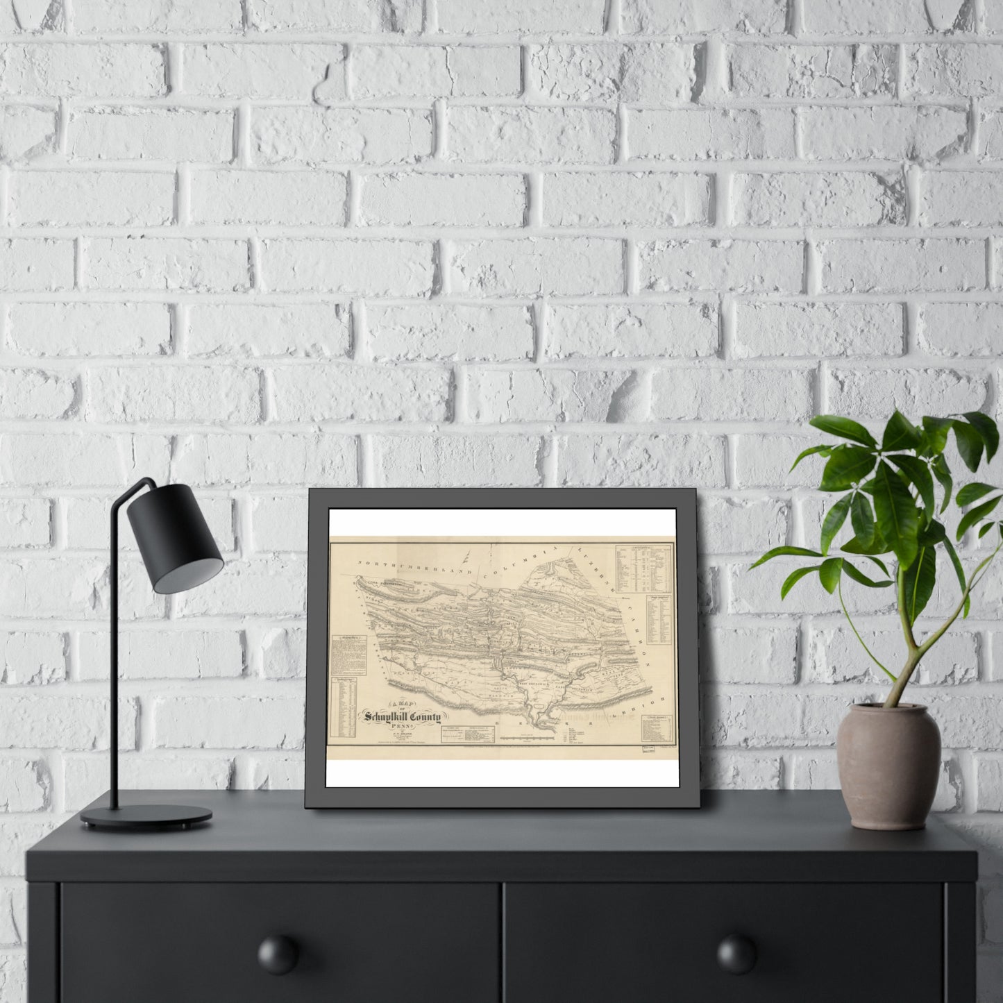 A Map of Schuylkill County, Penna. (Sheafer / Barnes) — Framed