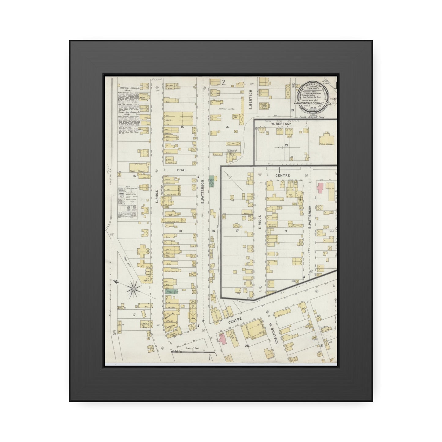 Sanborn Fire Insurance Maps — Lansford — Framed