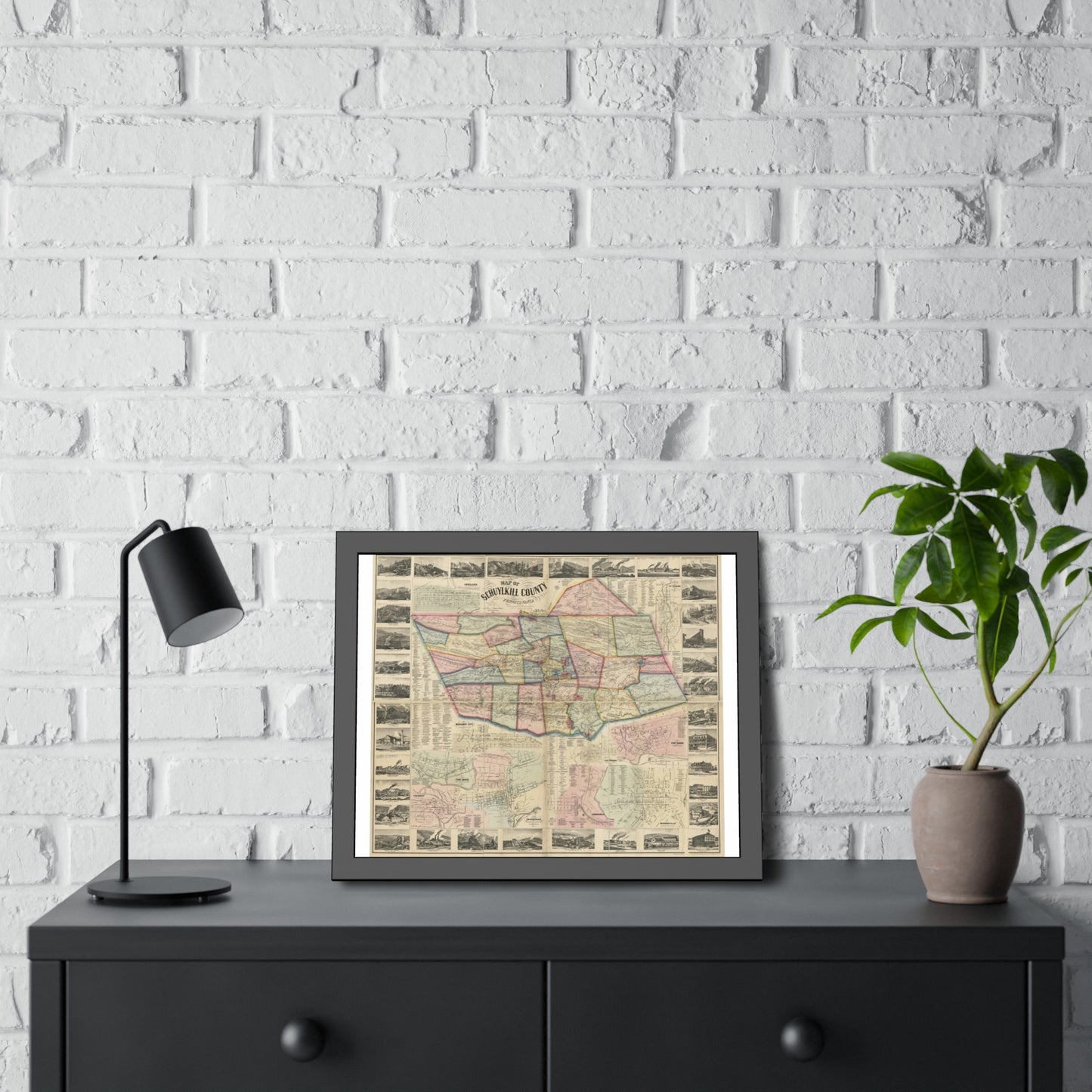 Map of Schuylkill County, Pennsylvania: From Actual Surveys (Scott) — Framed