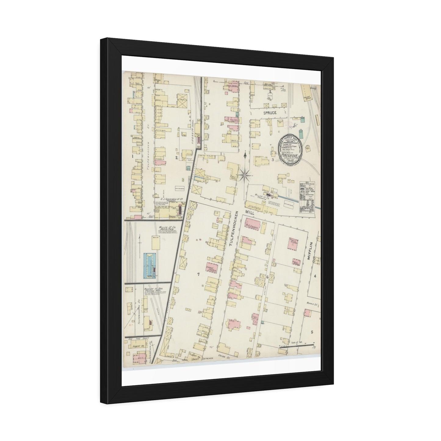 Sanborn Fire Insurance Maps — Pine Grove — Framed