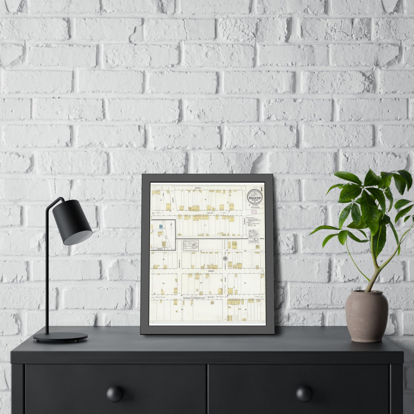 Sanborn Fire Insurance Maps — Brockton — Framed