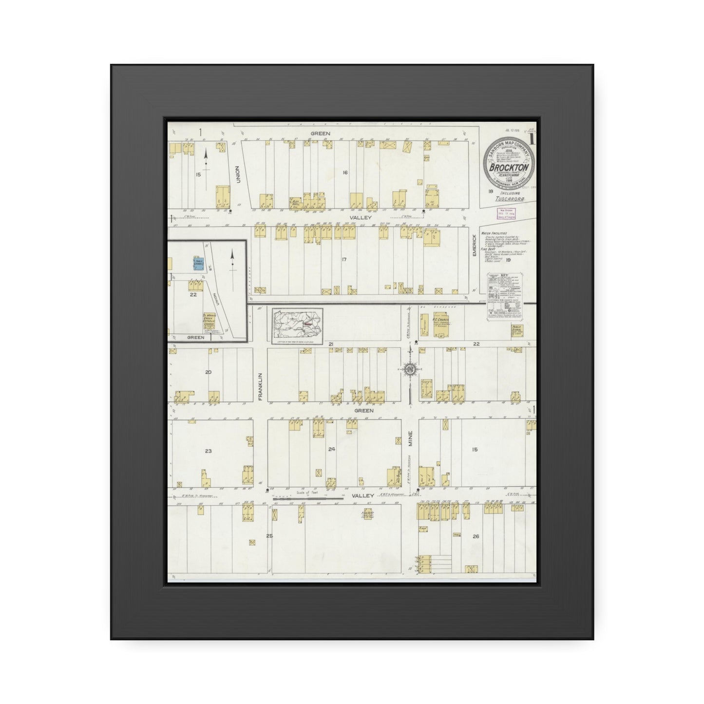 Sanborn Fire Insurance Maps — Brockton — Framed