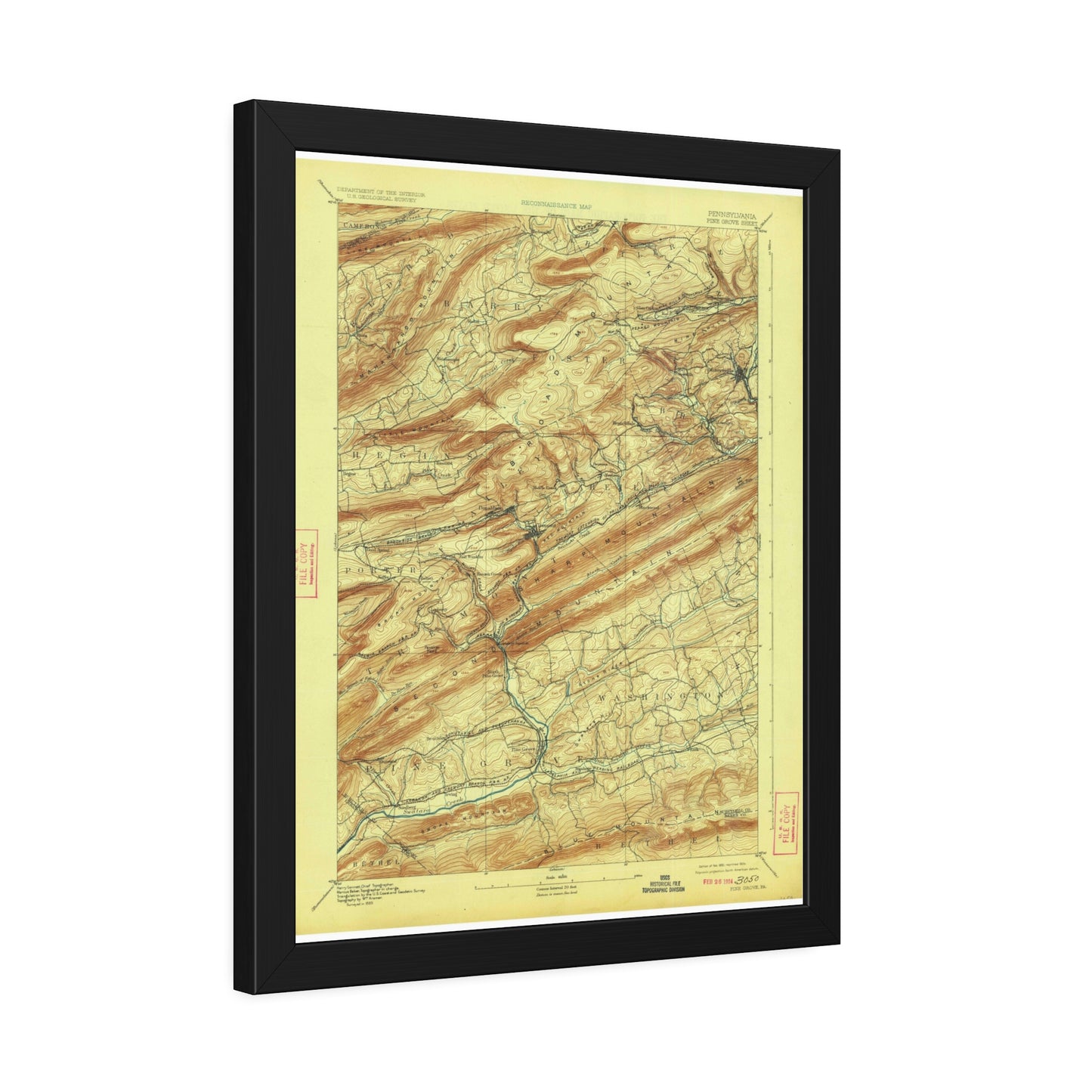 USGS Topographic Map — Pine Grove Quadrangle, 1892 — Framed