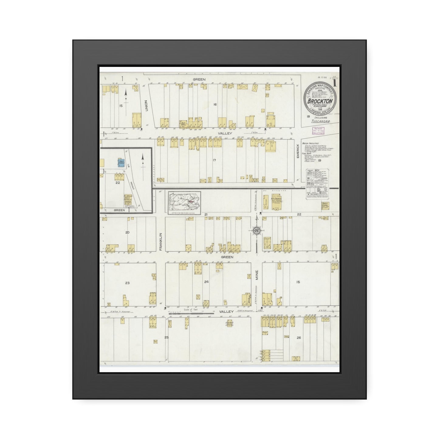 Sanborn Fire Insurance Maps — Brockton — Framed