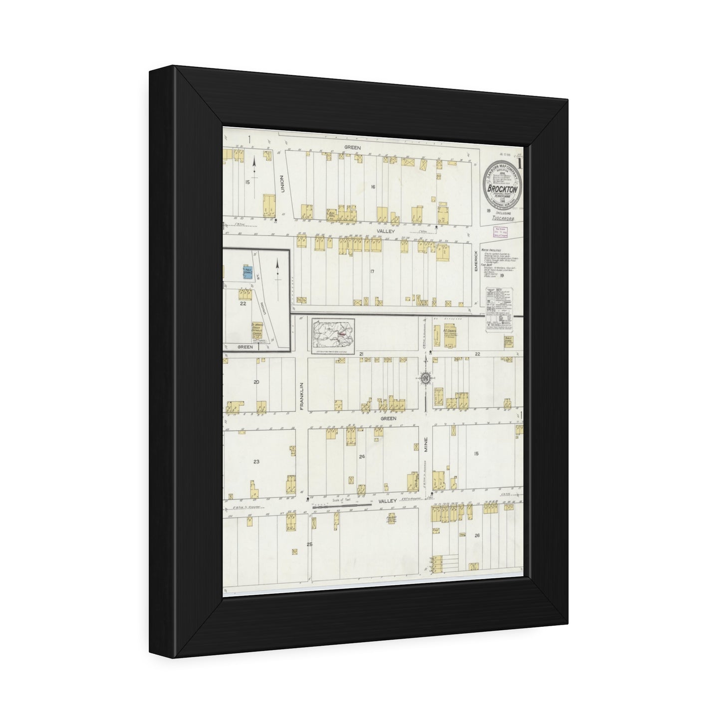 Sanborn Fire Insurance Maps — Brockton — Framed