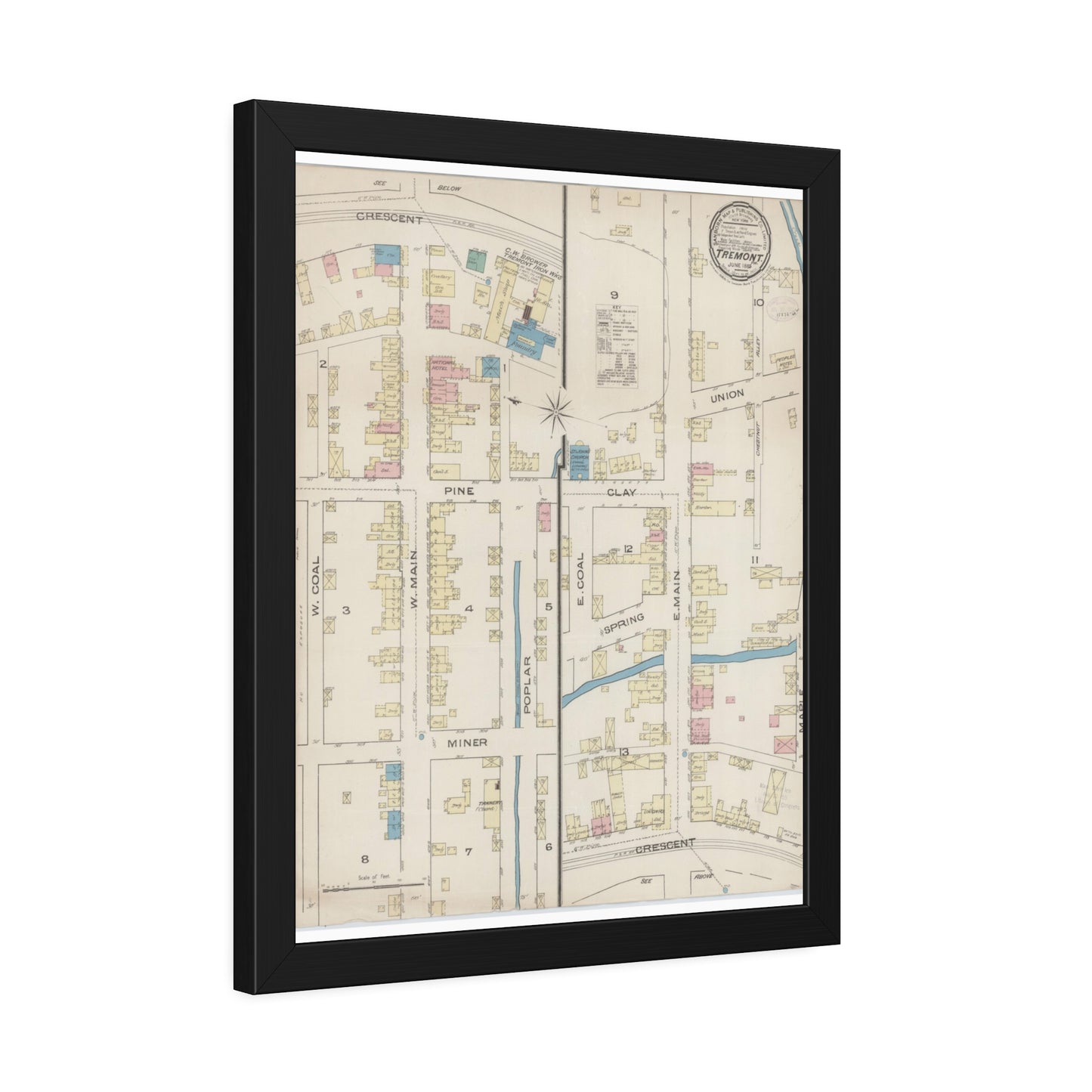 Sanborn Fire Insurance Maps — Tremont — Framed