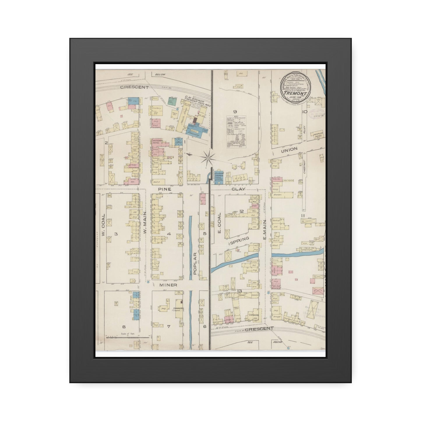 Sanborn Fire Insurance Maps — Tremont — Framed