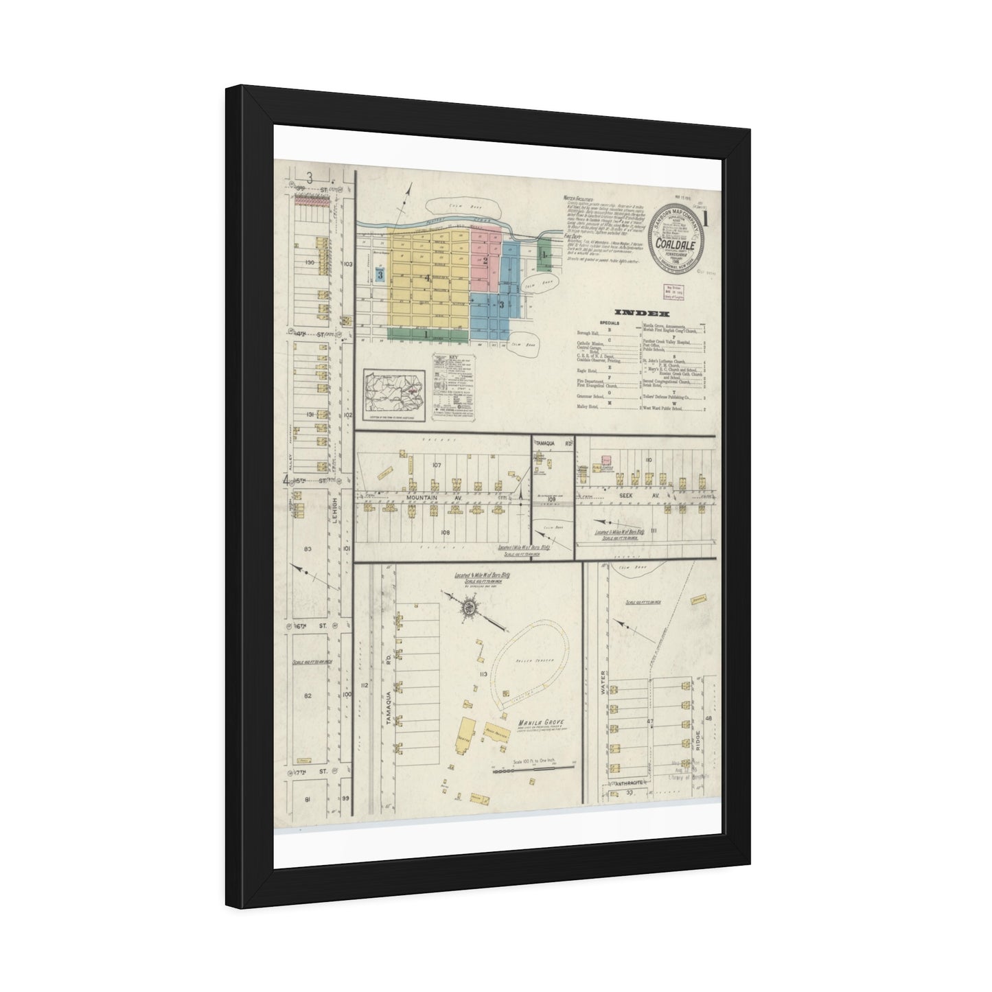 Sanborn Fire Insurance Maps — Coaldale — Framed