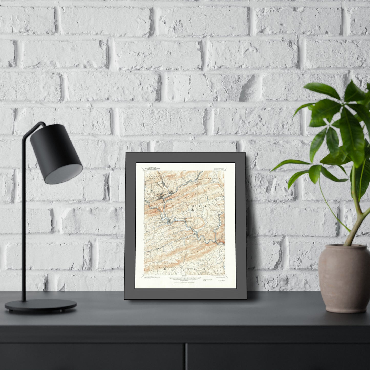 USGS Topographic Map — Pottsville Quadrangle, 1889 — Framed