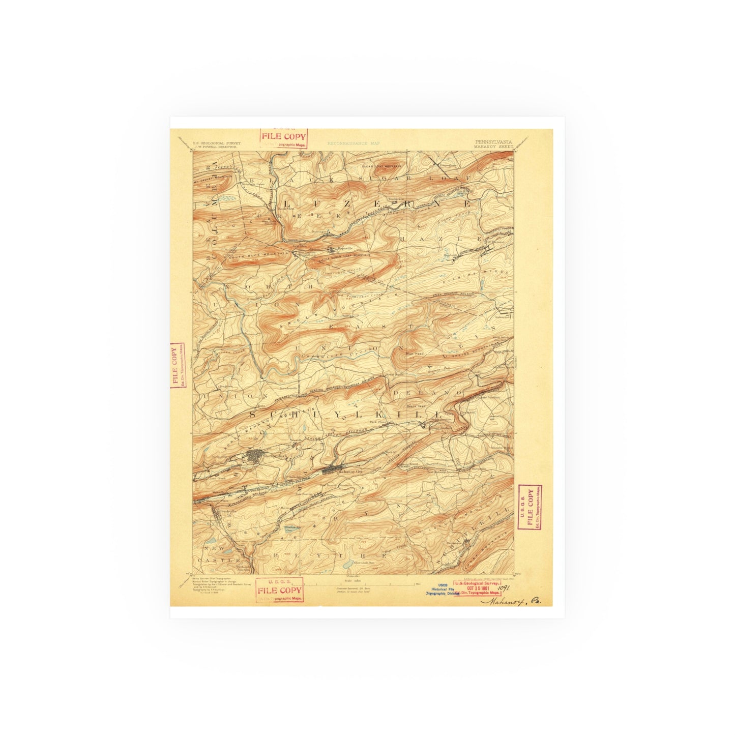 USGS Topographic Map — Mahanoy Quadrangle, 1893