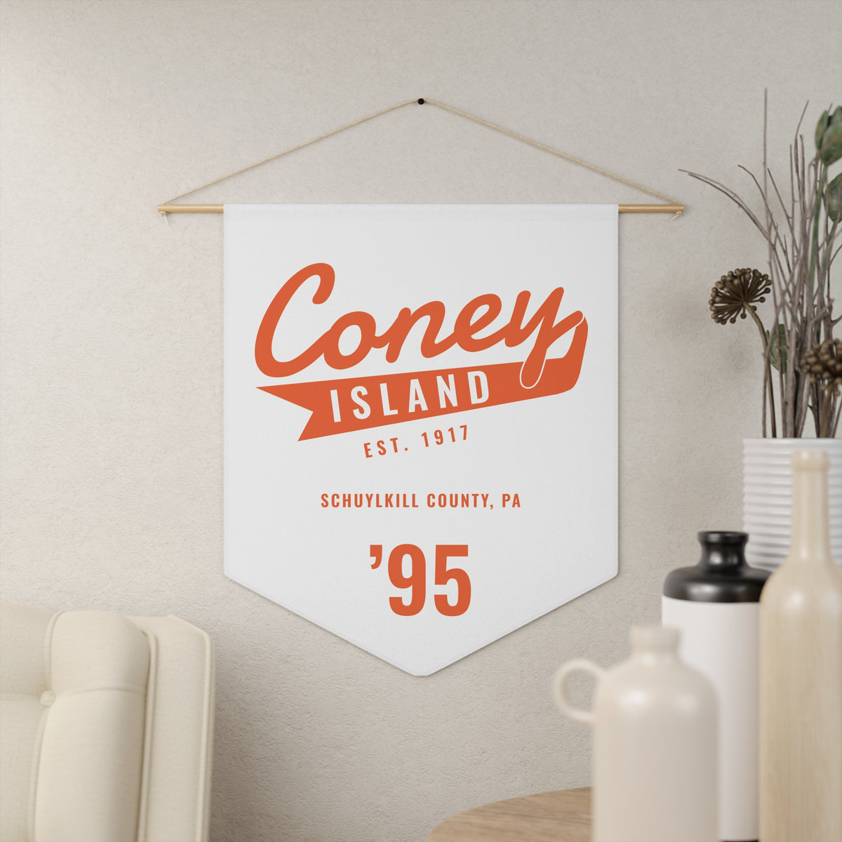 The Coney Island 90's Retro Pennant — White