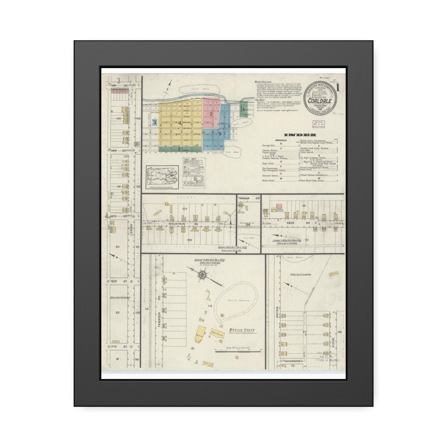 Sanborn Fire Insurance Maps — Coaldale — Framed