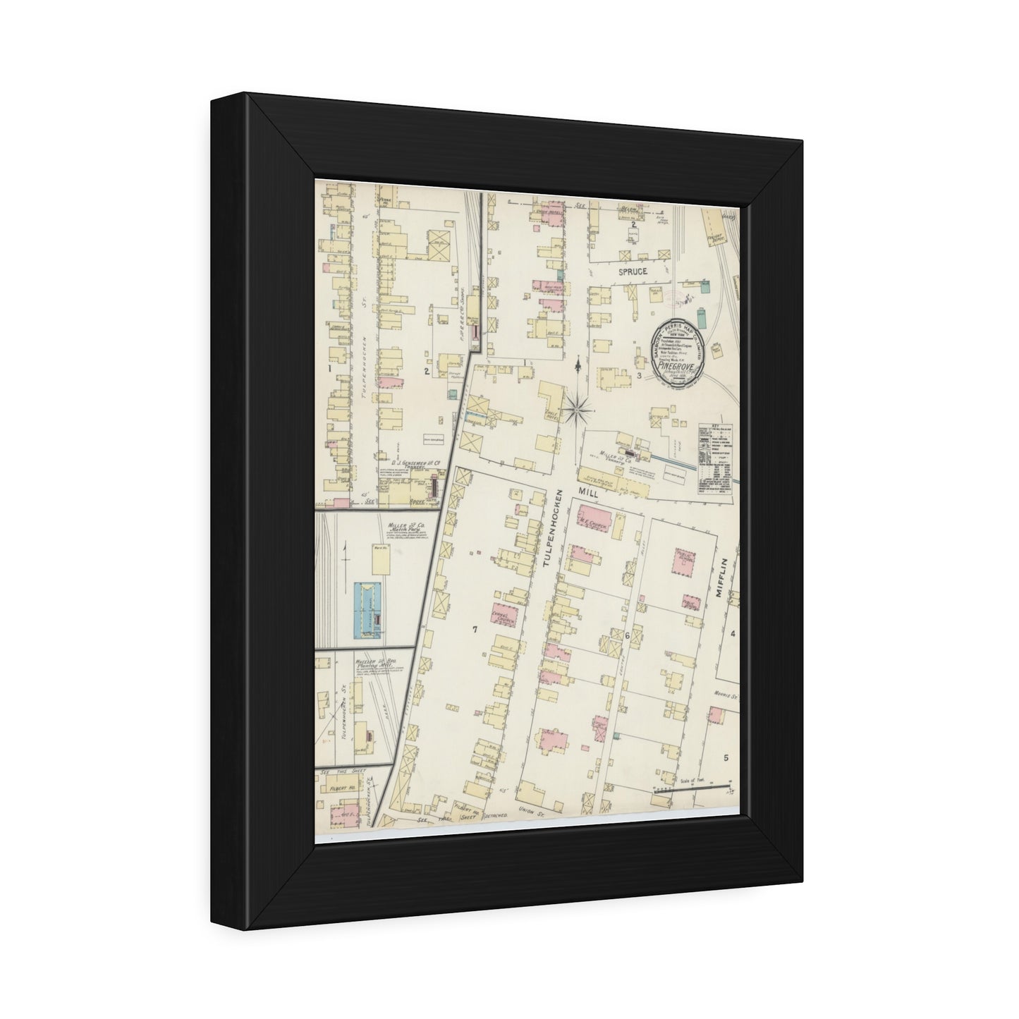 Sanborn Fire Insurance Maps — Pine Grove — Framed