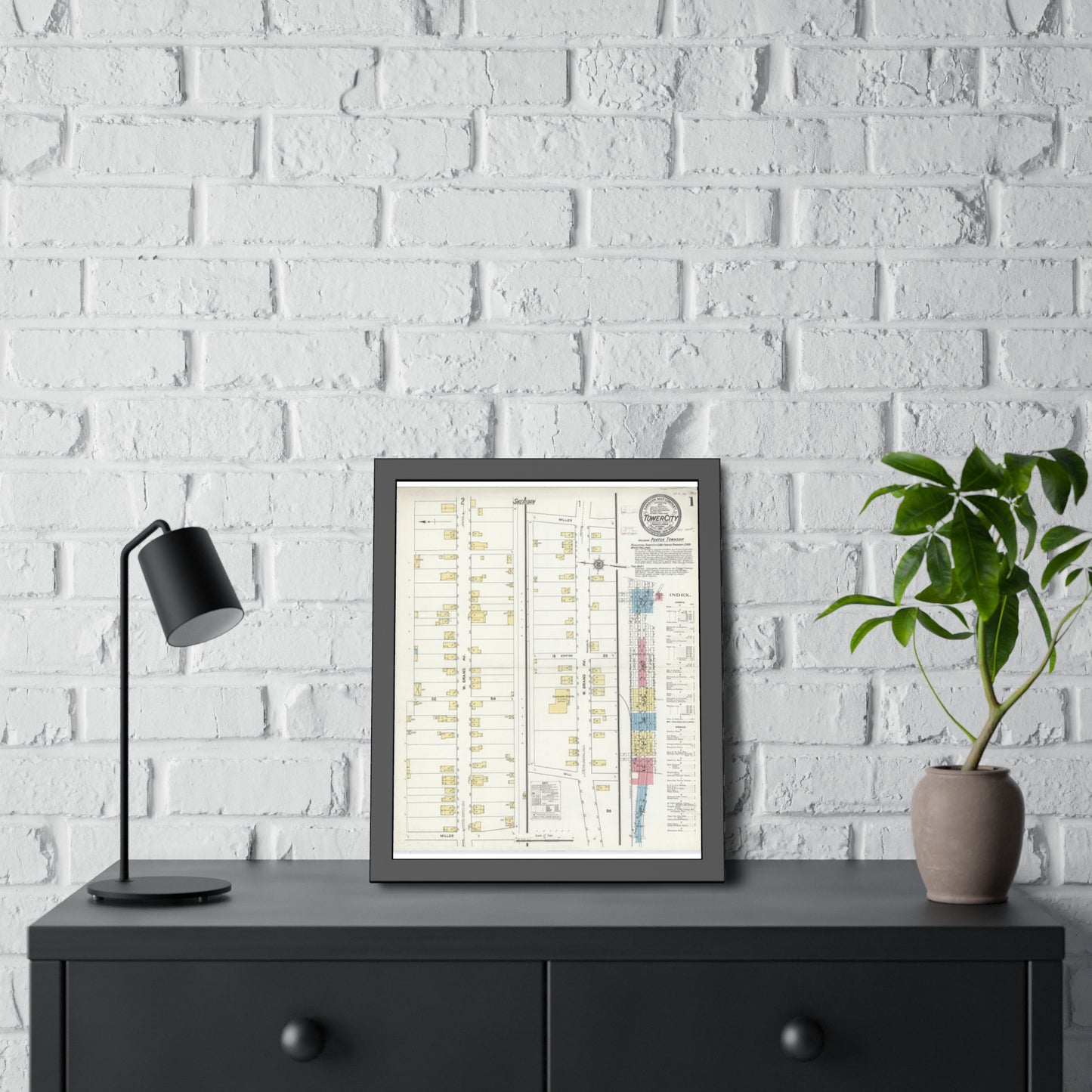 Sanborn Fire Insurance Maps — Tower City — Framed