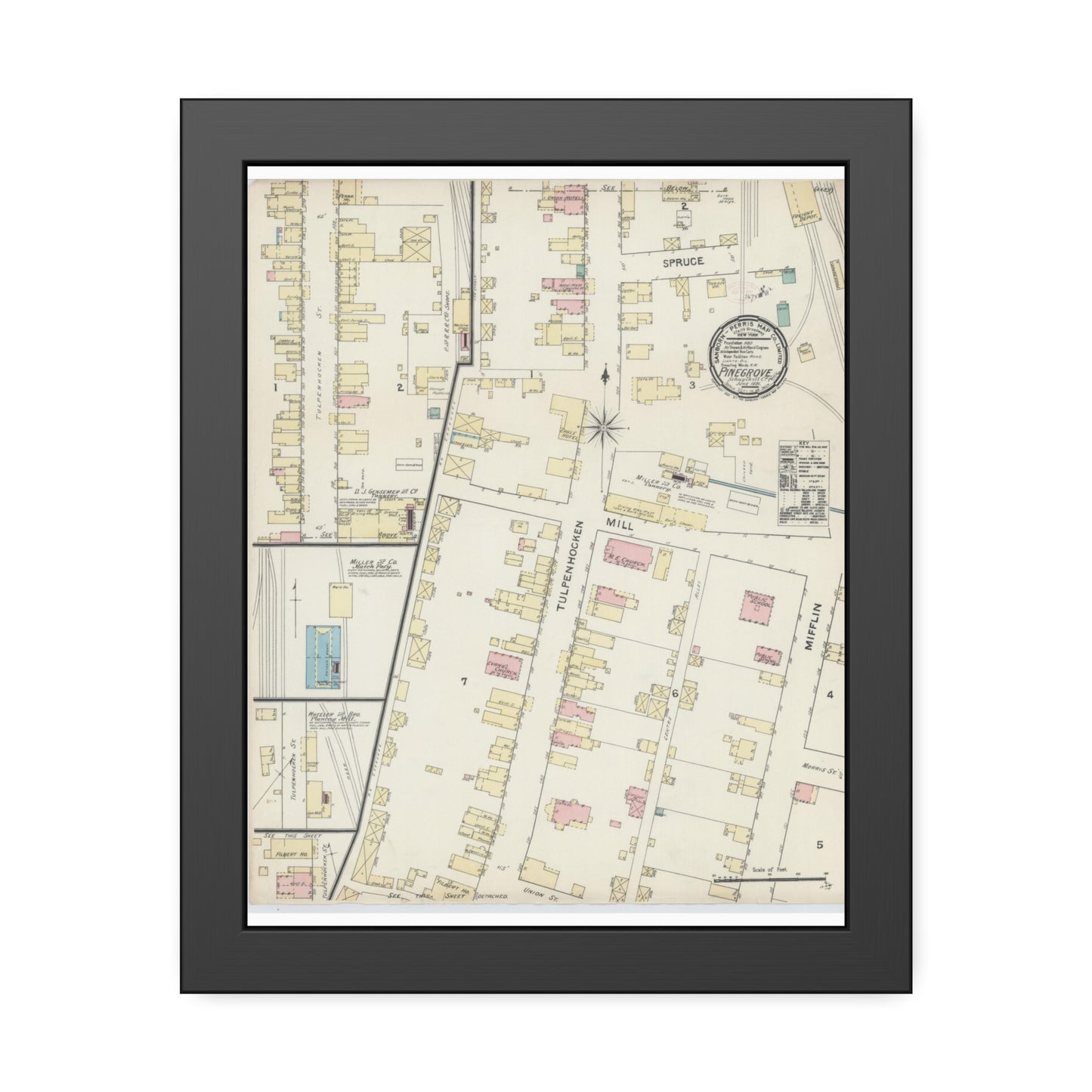 Sanborn Fire Insurance Maps — Pine Grove — Framed