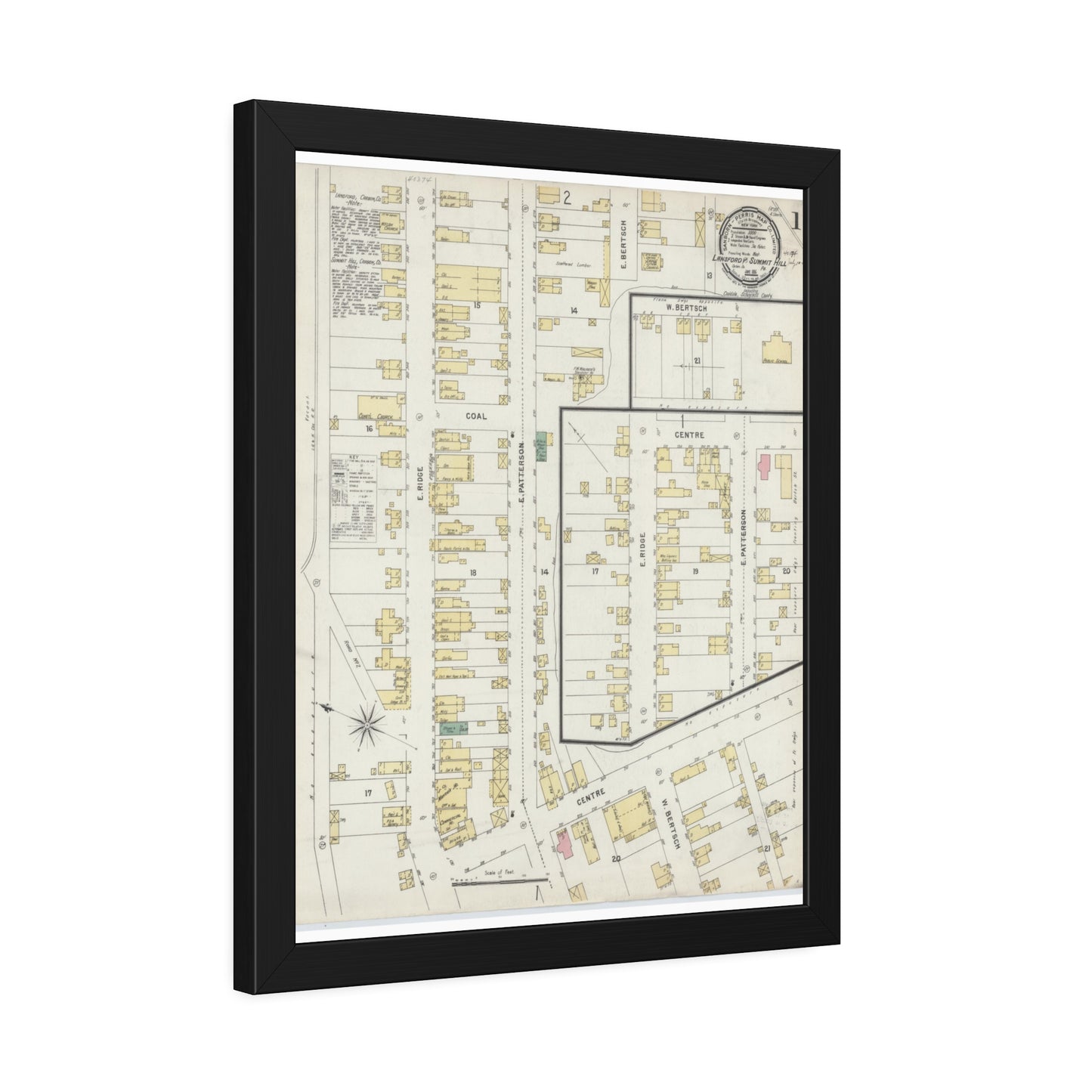 Sanborn Fire Insurance Maps — Lansford — Framed