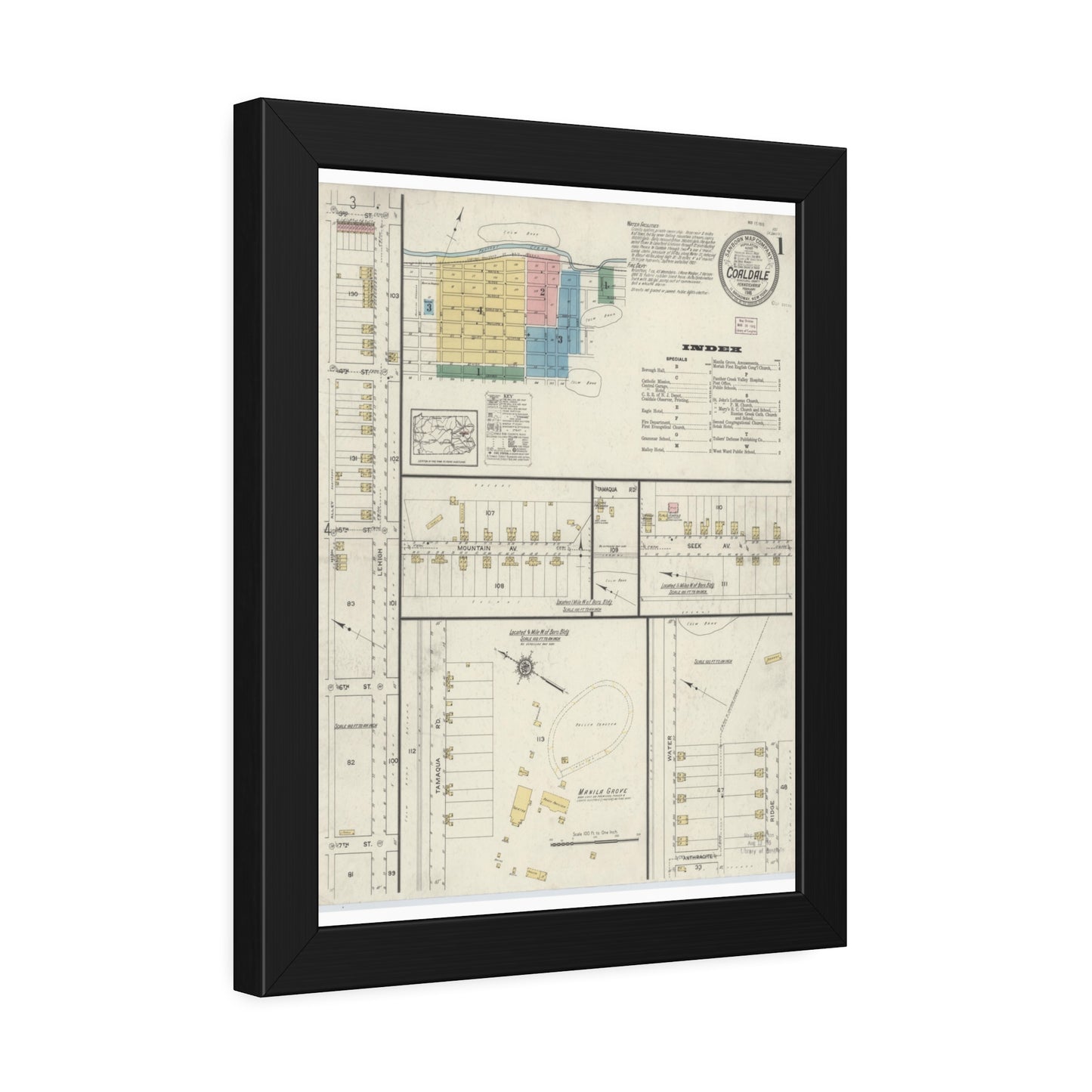 Sanborn Fire Insurance Maps — Coaldale — Framed