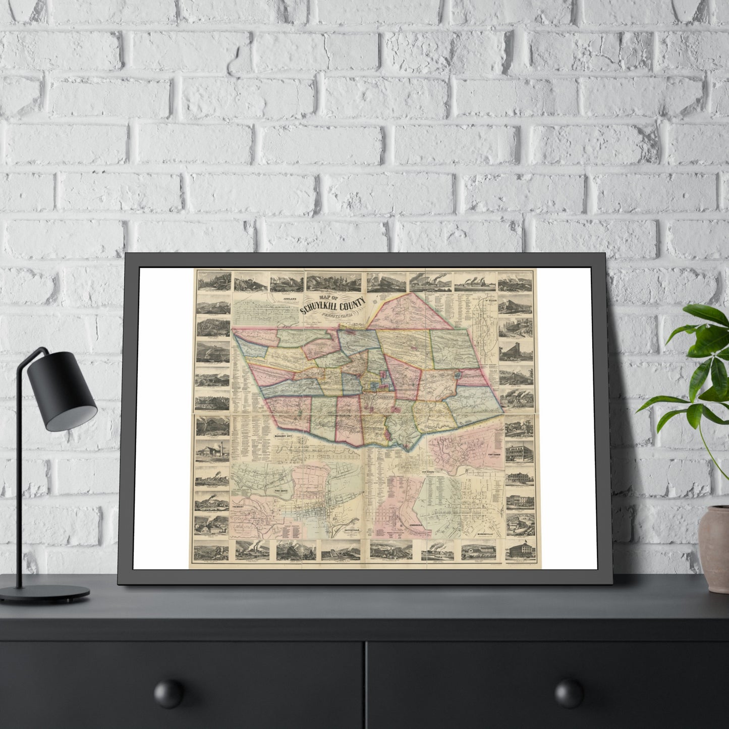 Map of Schuylkill County, Pennsylvania: From Actual Surveys (Scott) — Framed