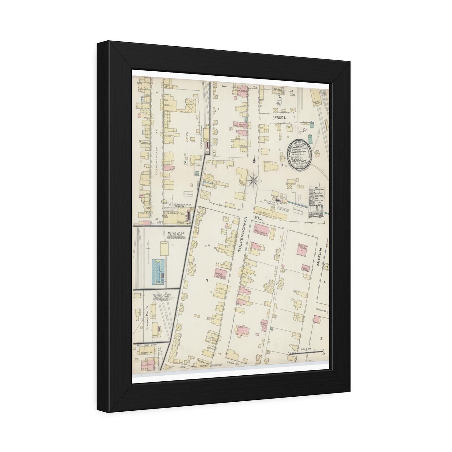 Sanborn Fire Insurance Maps — Pine Grove — Framed