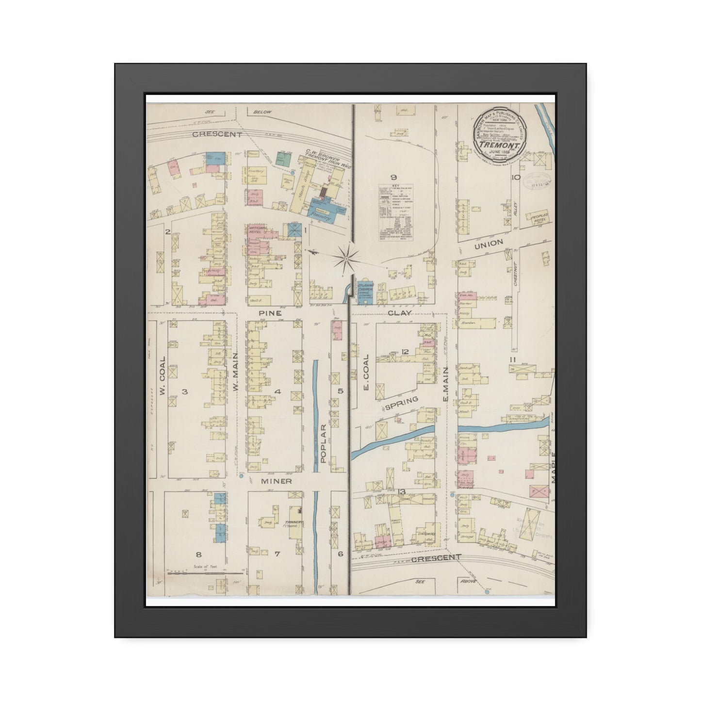 Sanborn Fire Insurance Maps — Tremont — Framed