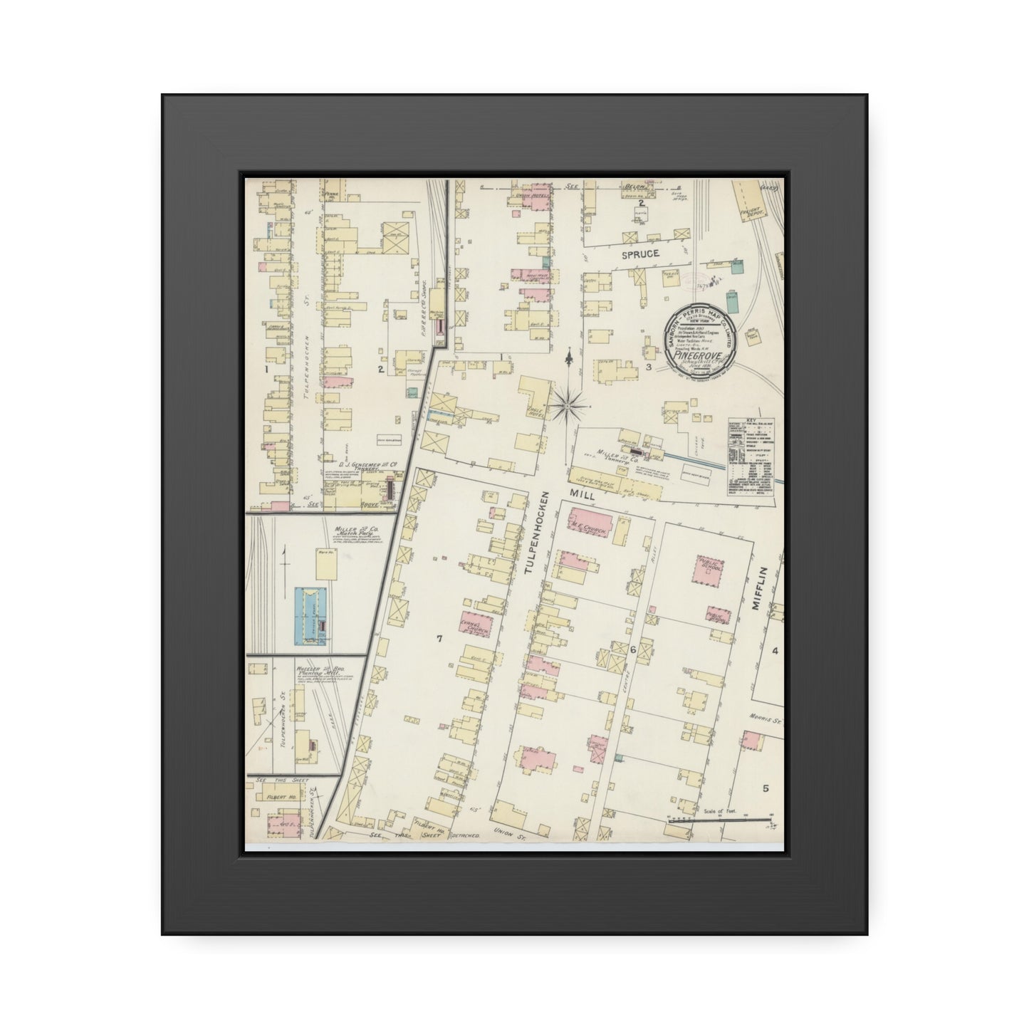 Sanborn Fire Insurance Maps — Pine Grove — Framed