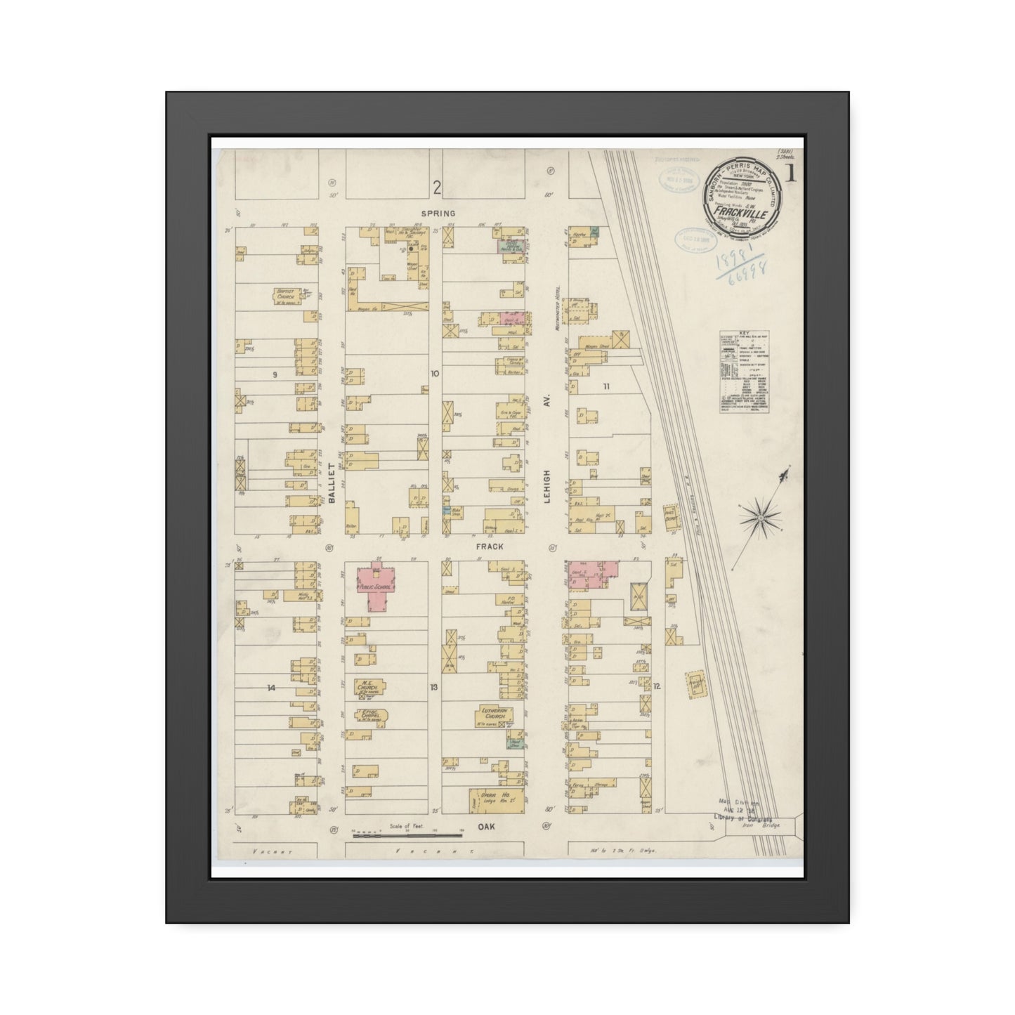 Sanborn Fire Insurance Maps — Frackville — Framed