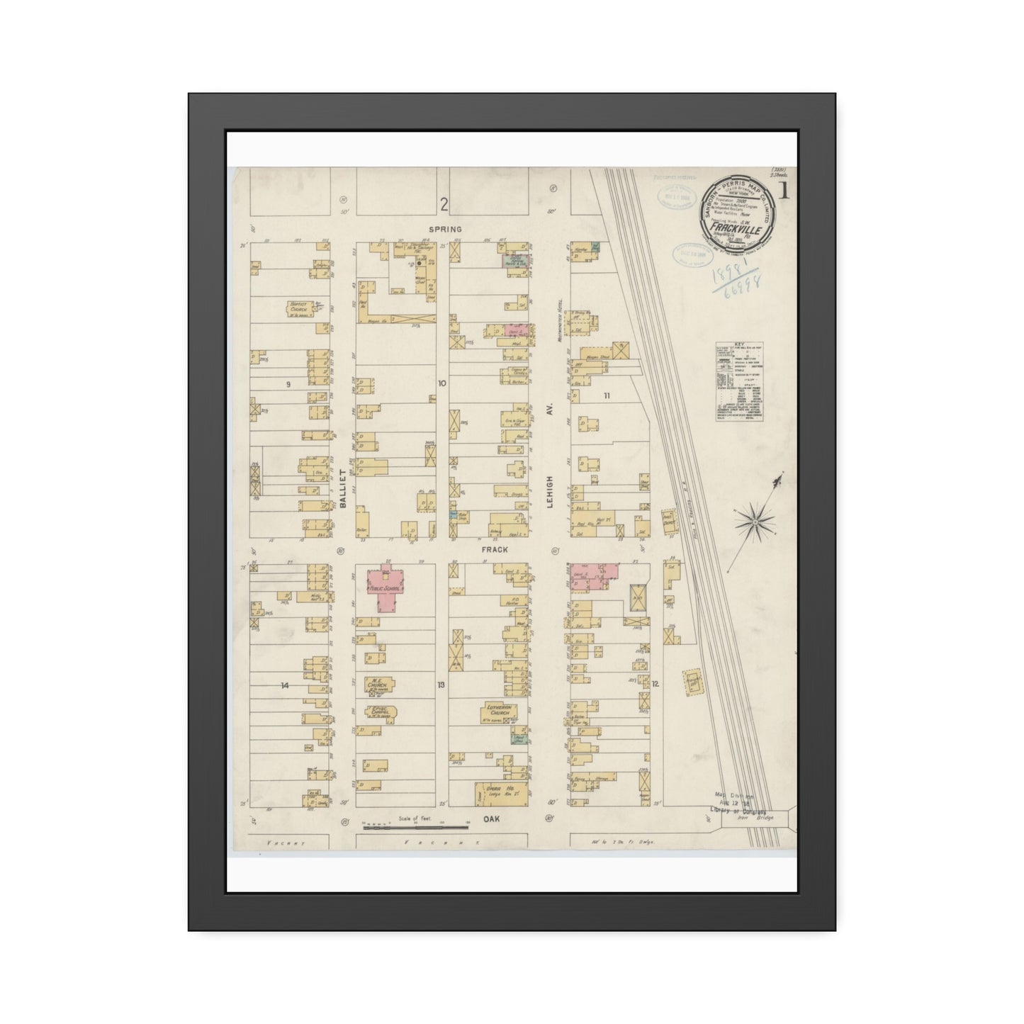 Sanborn Fire Insurance Maps — Frackville — Framed