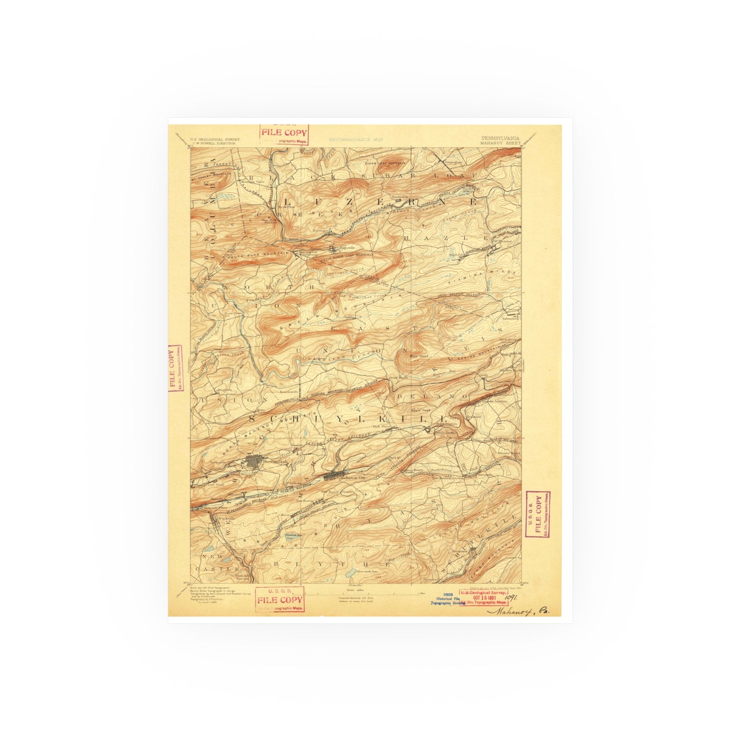 USGS Topographic Map — Mahanoy Quadrangle, 1893