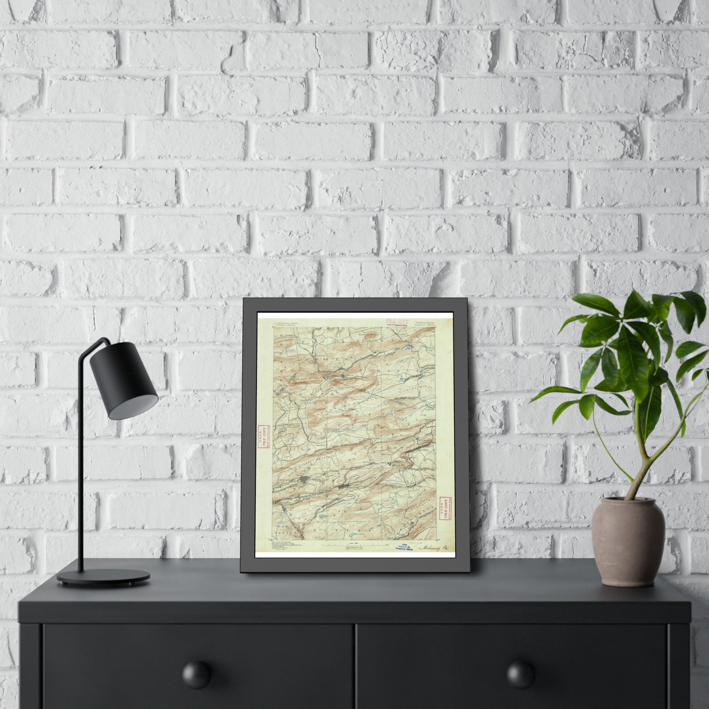 USGS Topographic Map — Mahanoy Quadrangle, 1892 — Framed