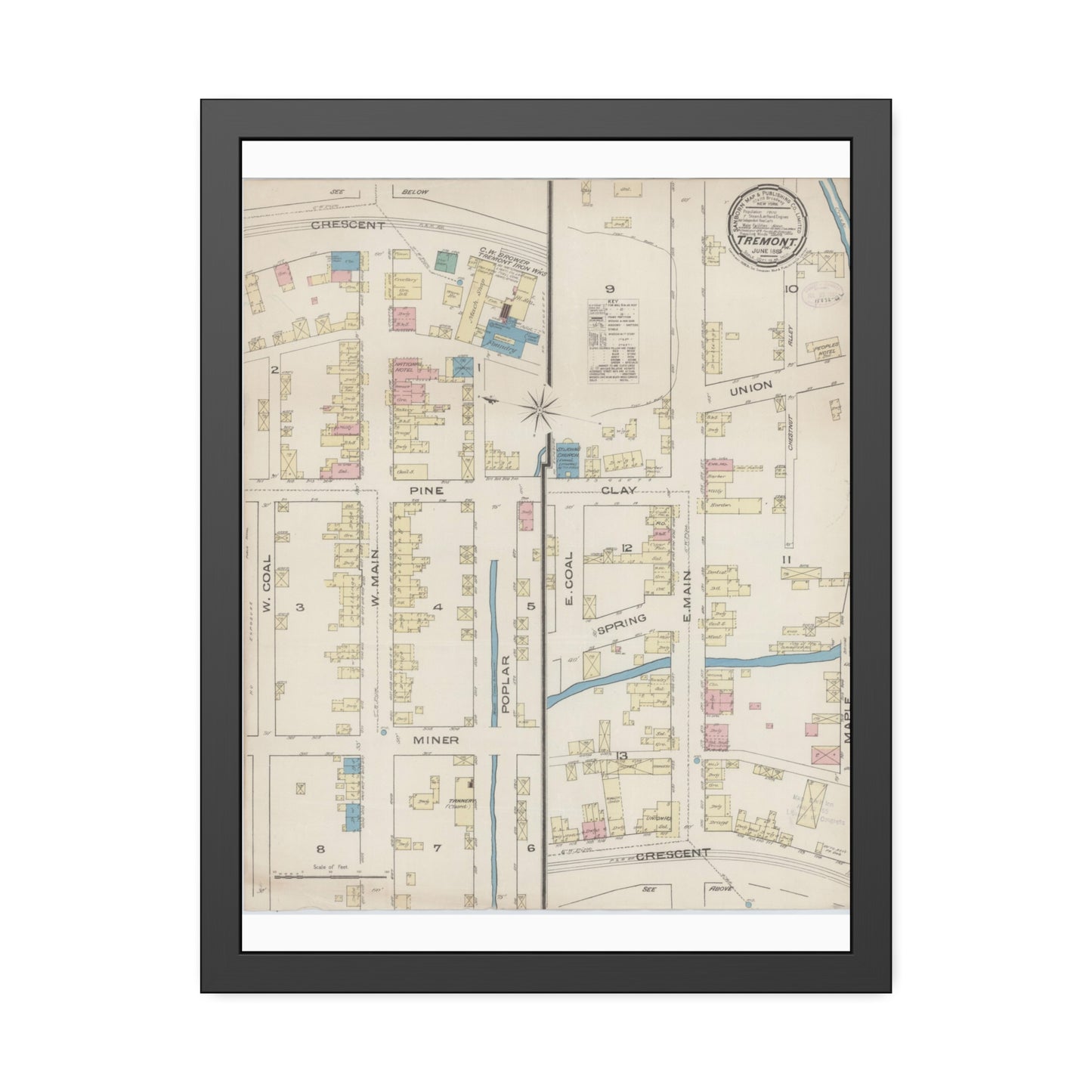 Sanborn Fire Insurance Maps — Tremont — Framed