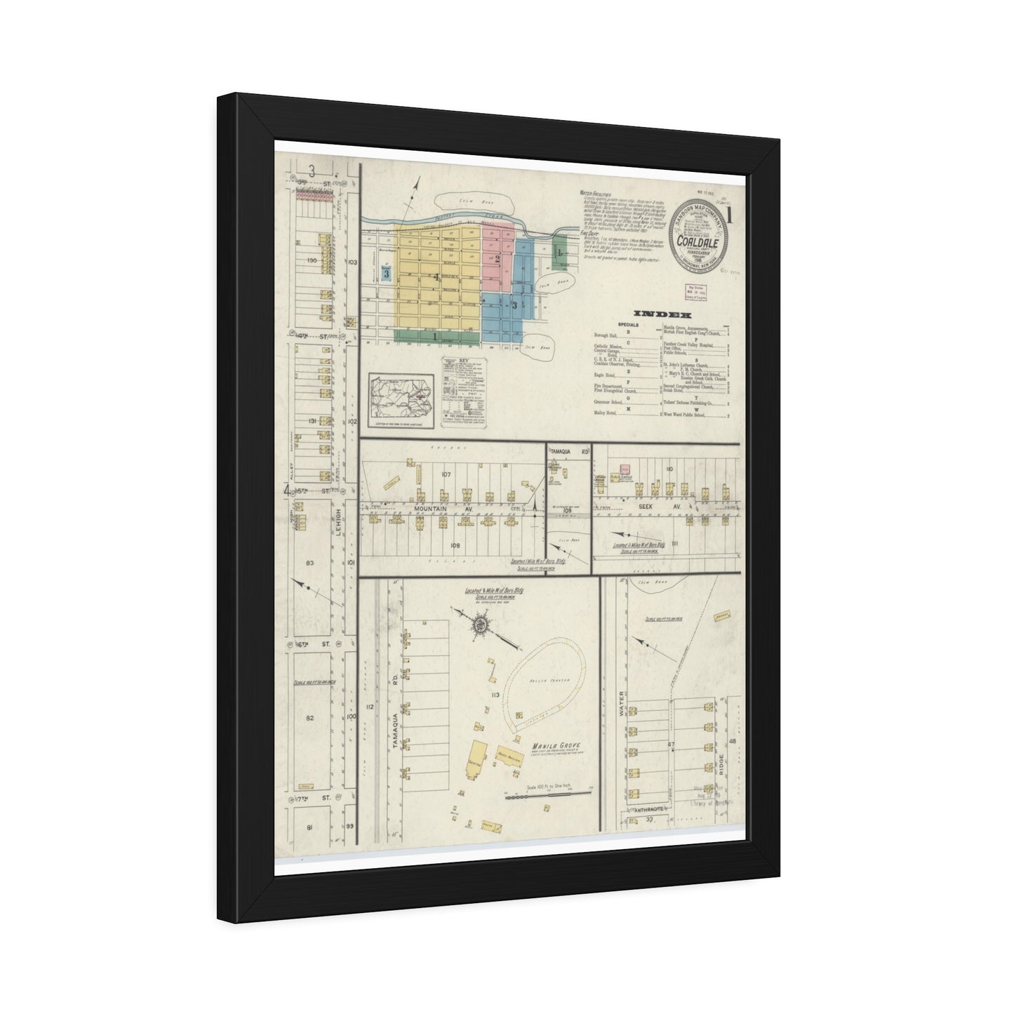 Sanborn Fire Insurance Maps — Coaldale — Framed