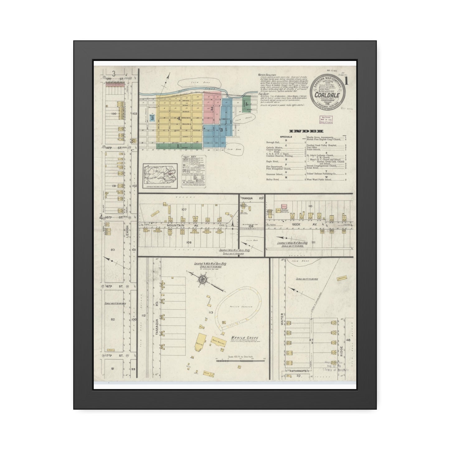 Sanborn Fire Insurance Maps — Coaldale — Framed