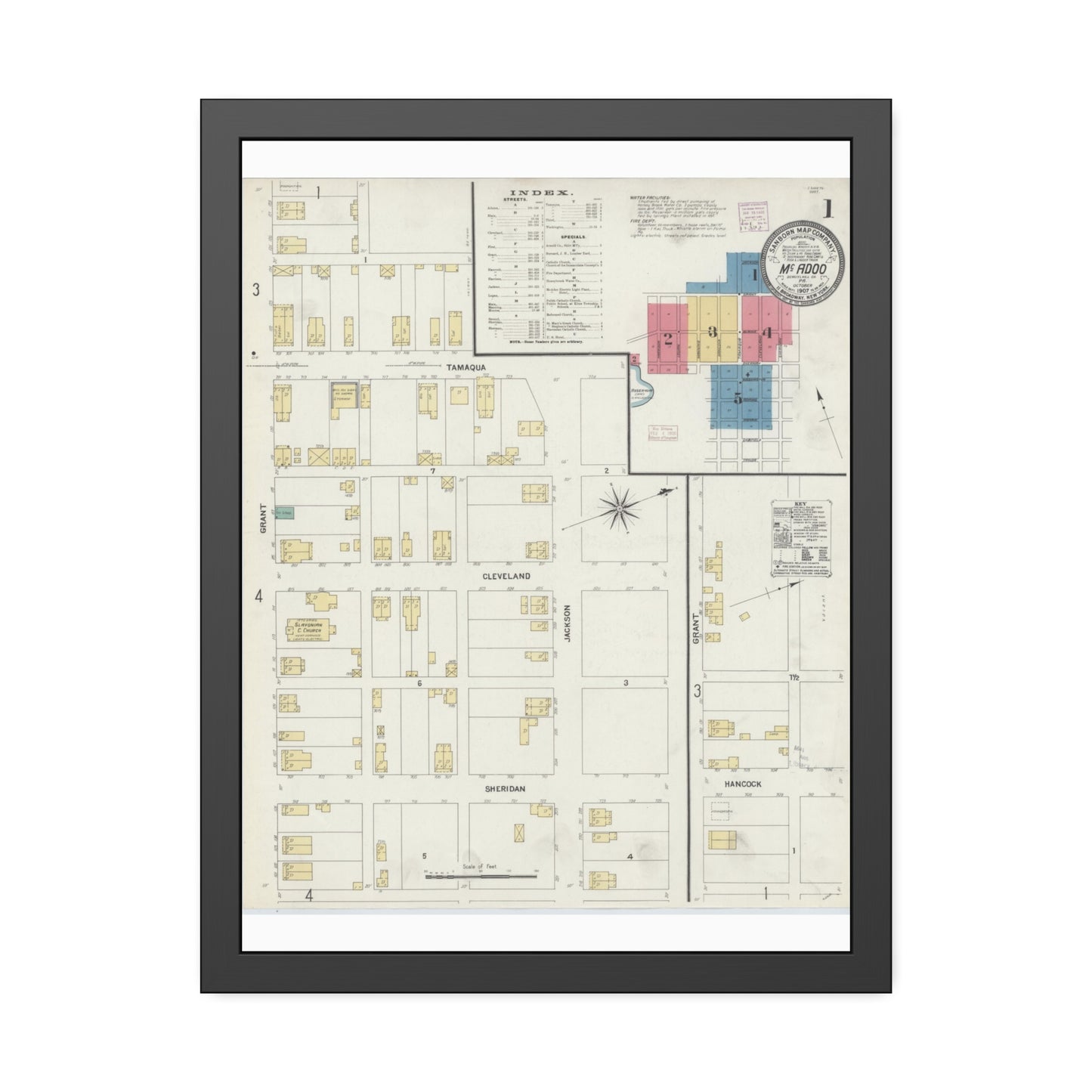 Sanborn Fire Insurance Maps — McAdoo — Framed