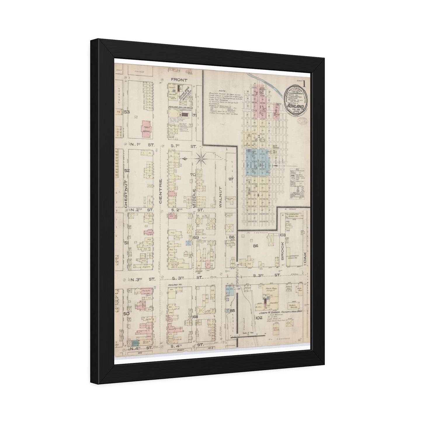 Sanborn Fire Insurance Maps — Ashland — Framed