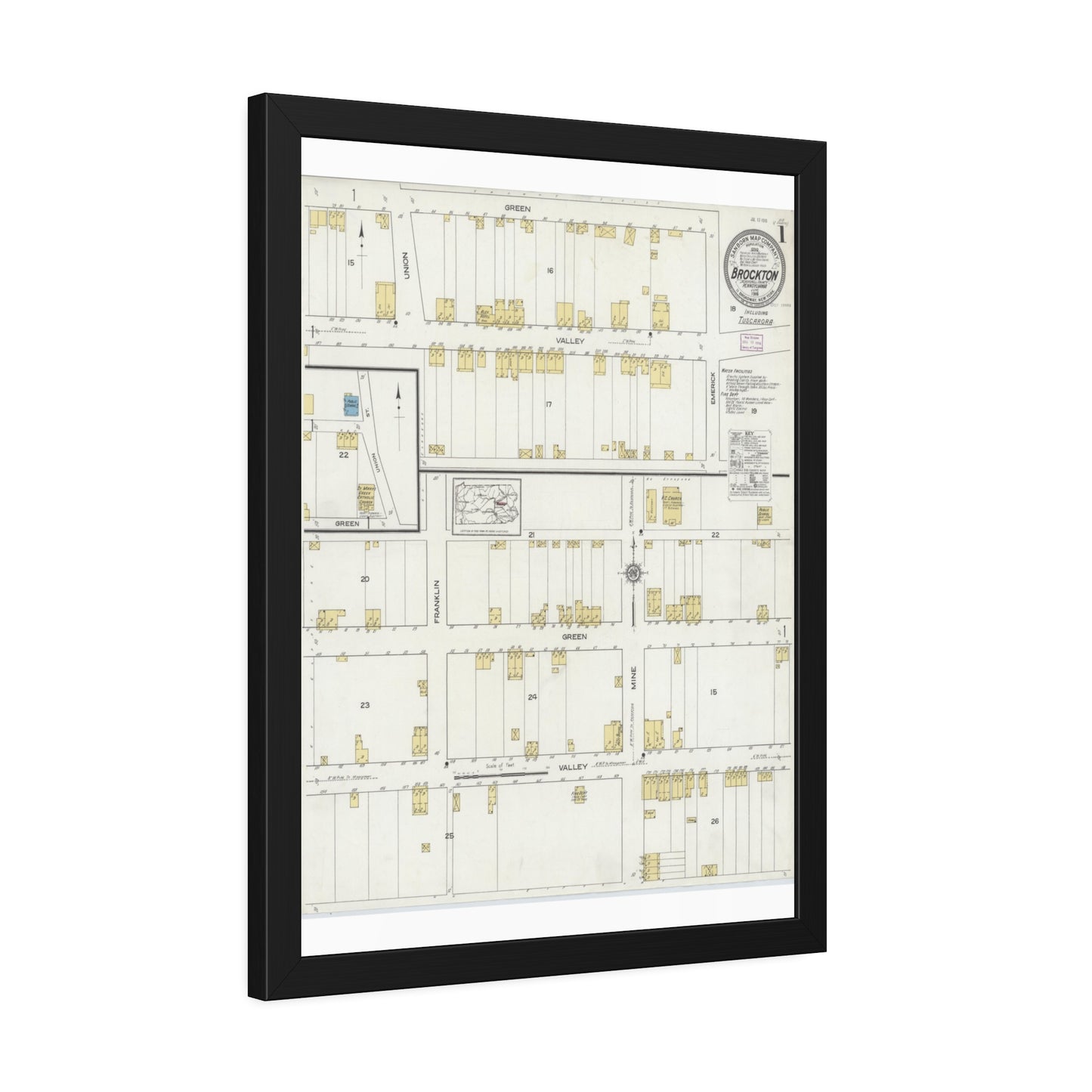 Sanborn Fire Insurance Maps — Brockton — Framed