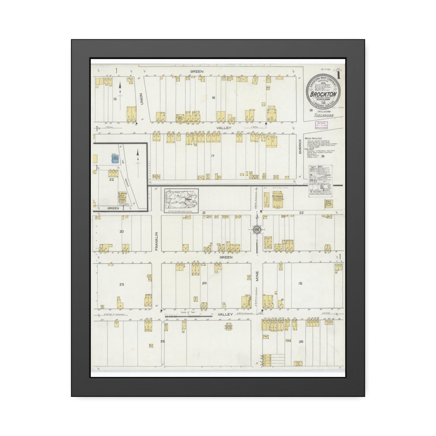 Sanborn Fire Insurance Maps — Brockton — Framed