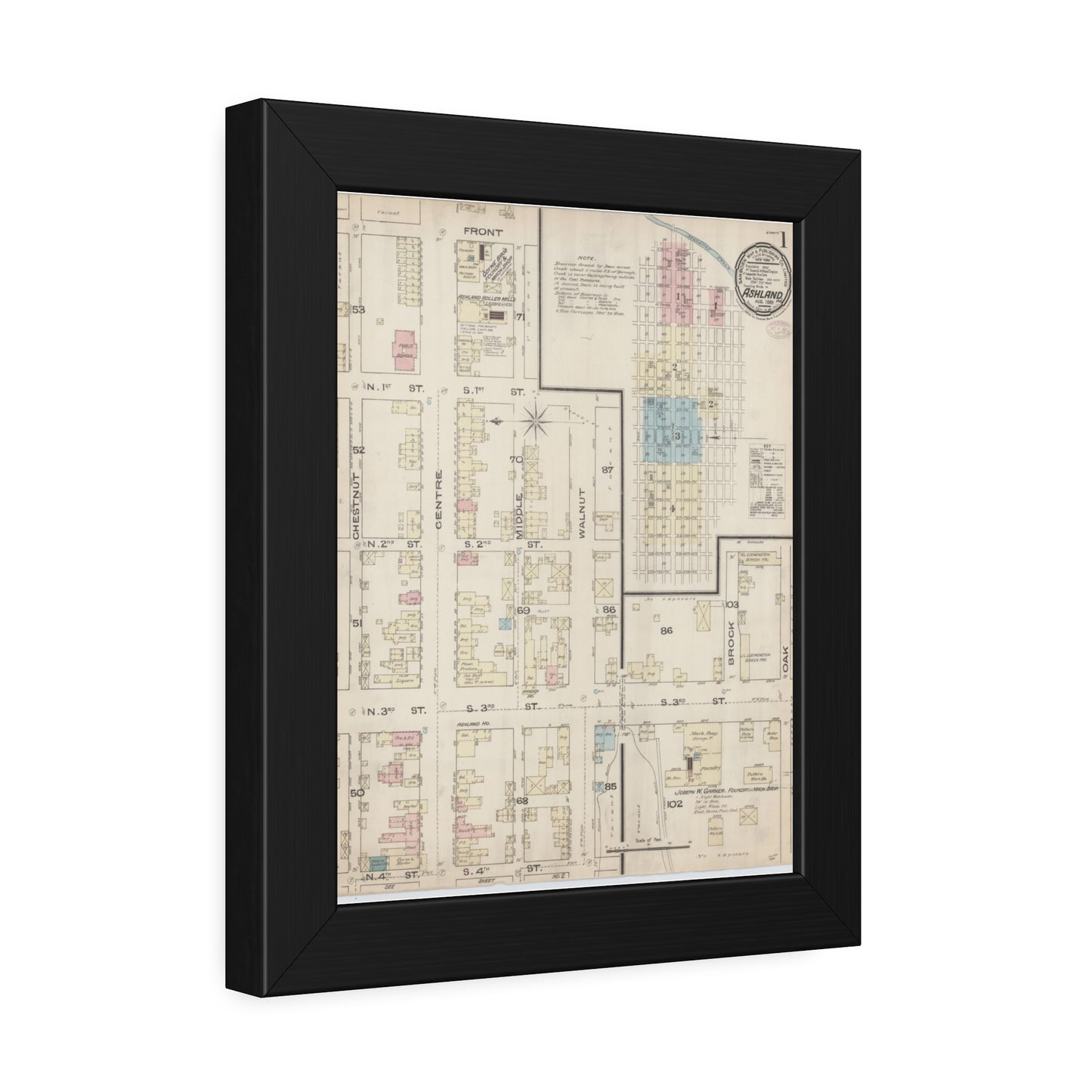 Sanborn Fire Insurance Maps — Ashland — Framed