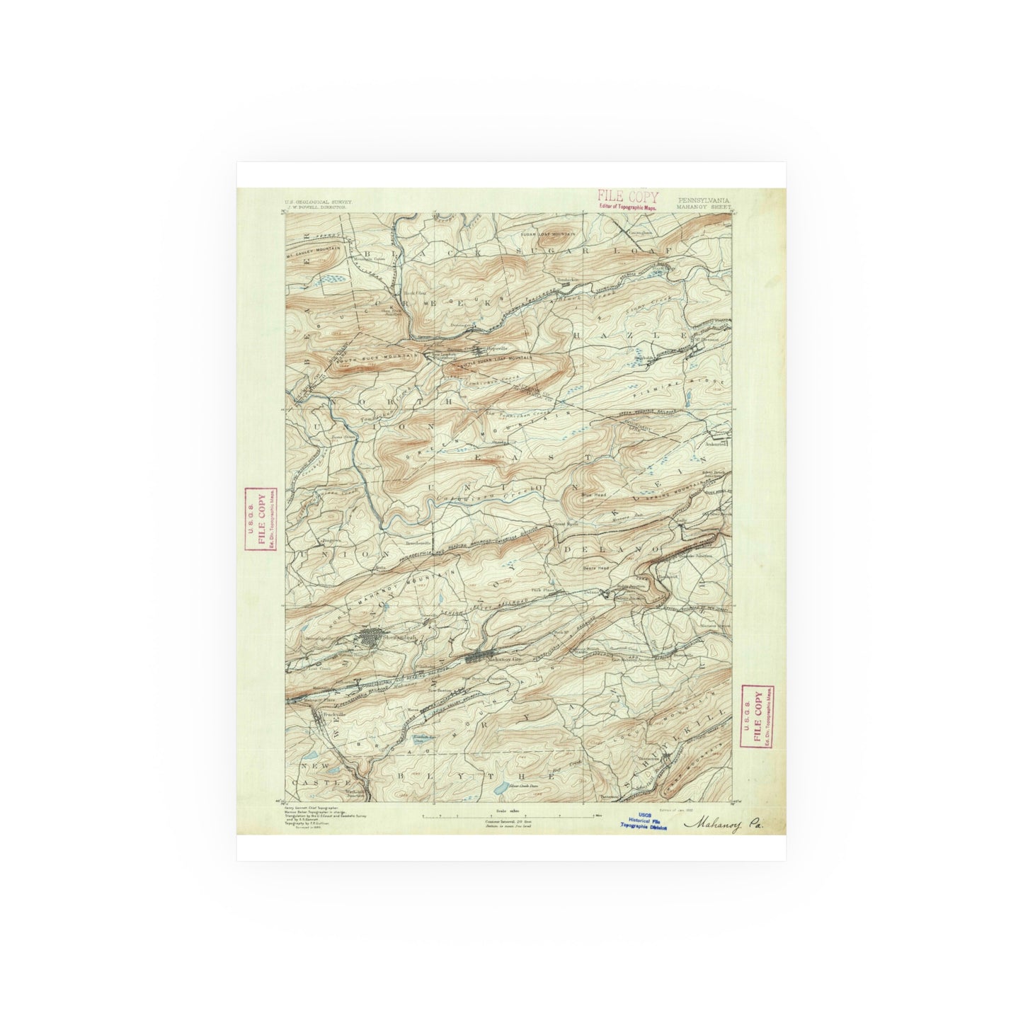 USGS Topographic Map — Mahanoy Quadrangle, 1892