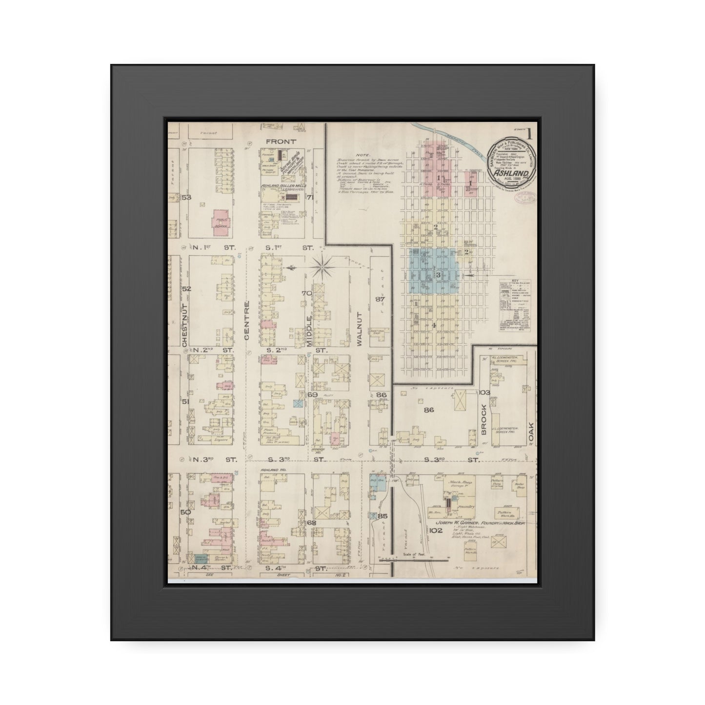 Sanborn Fire Insurance Maps — Ashland — Framed
