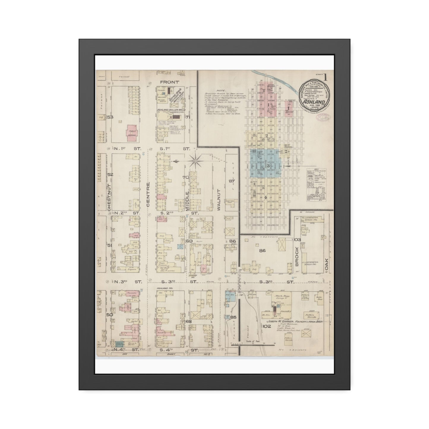 Sanborn Fire Insurance Maps — Ashland — Framed